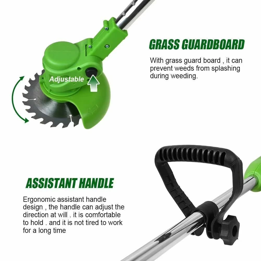 Sleek String Trimmer with Battery, 24V, 2 Battery and 3 Types Cutting Blades - Green Model 46F6F6