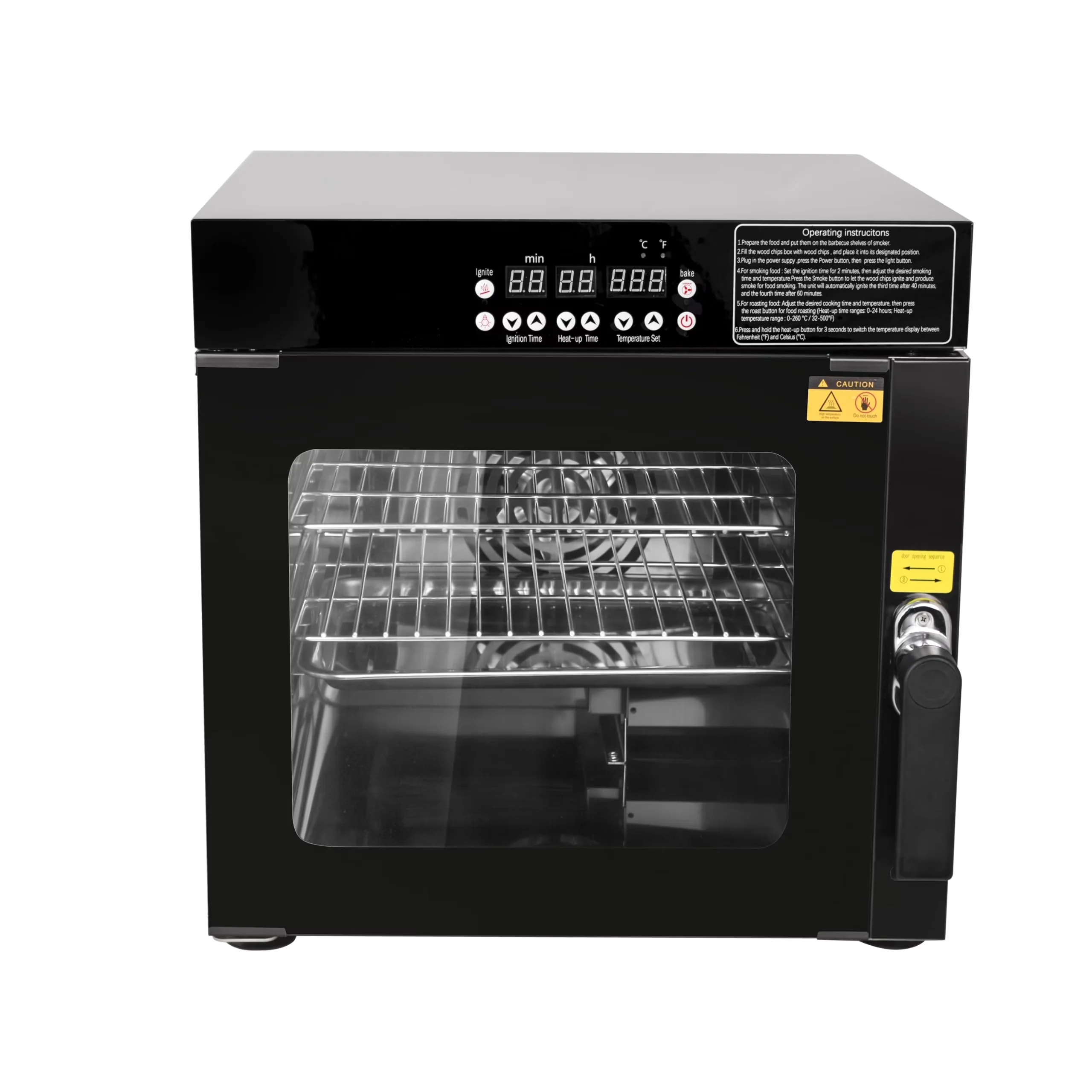 Modern Smoker with 1200W, Digital Temperature Control, Offset Firebox - Black Stainless Steel Model 3E1B69