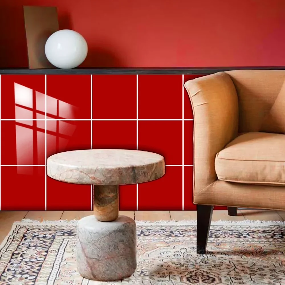 Versatile Kitchen Renovation with Stain Resistant, Designed with a solid red pattern. - Vinyl Red Model 967D28