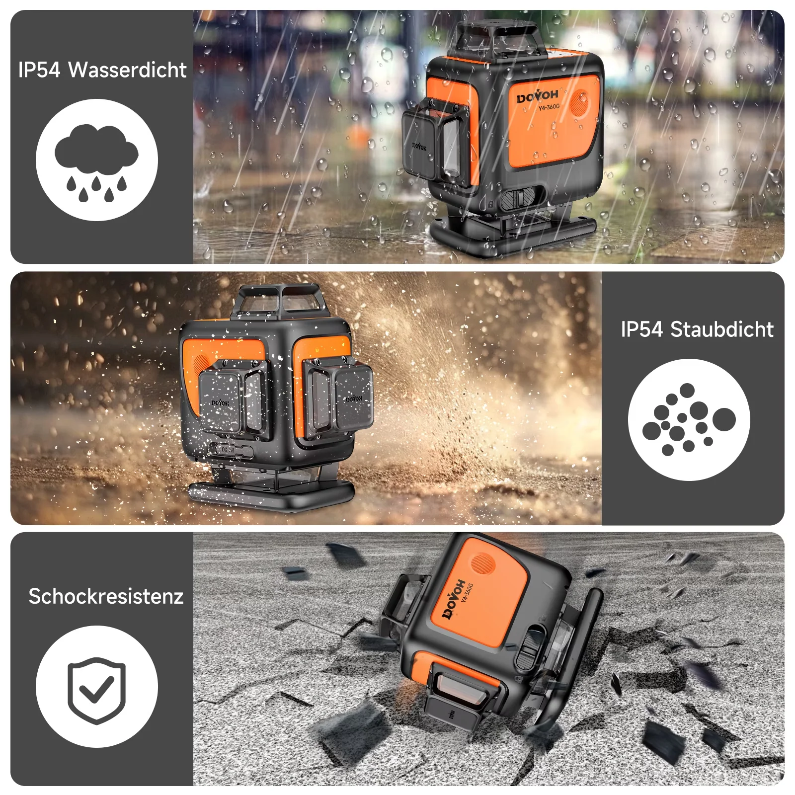 Modern Measuring Layout with Battery, Accurate Measurement, Adjustable - Rubber Orange Model 7BC022