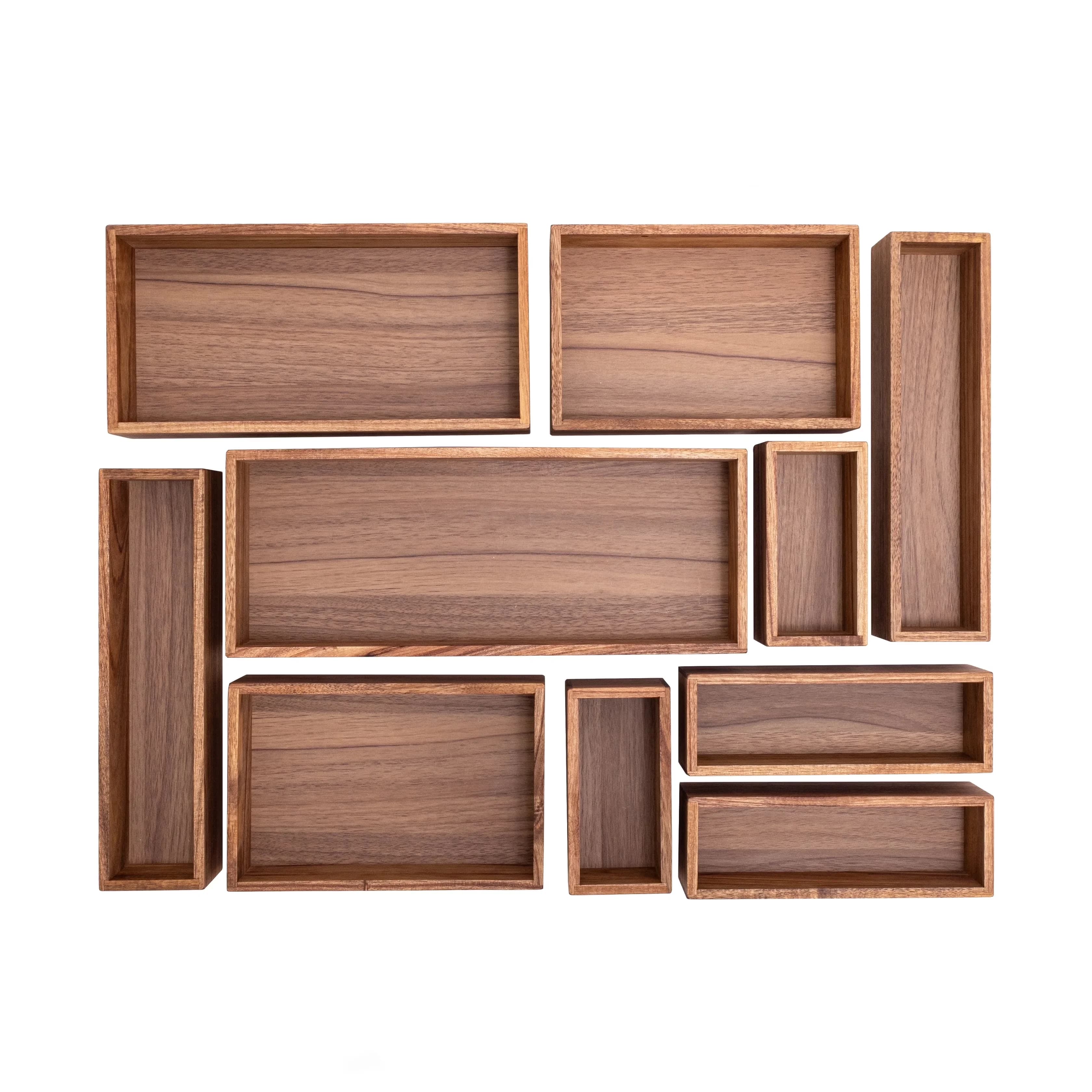 Compact Garage Storage Supply with Portable, Acaicia Wood Premium Organizer Bins - Brown Acacia Wood Model 01EDD4