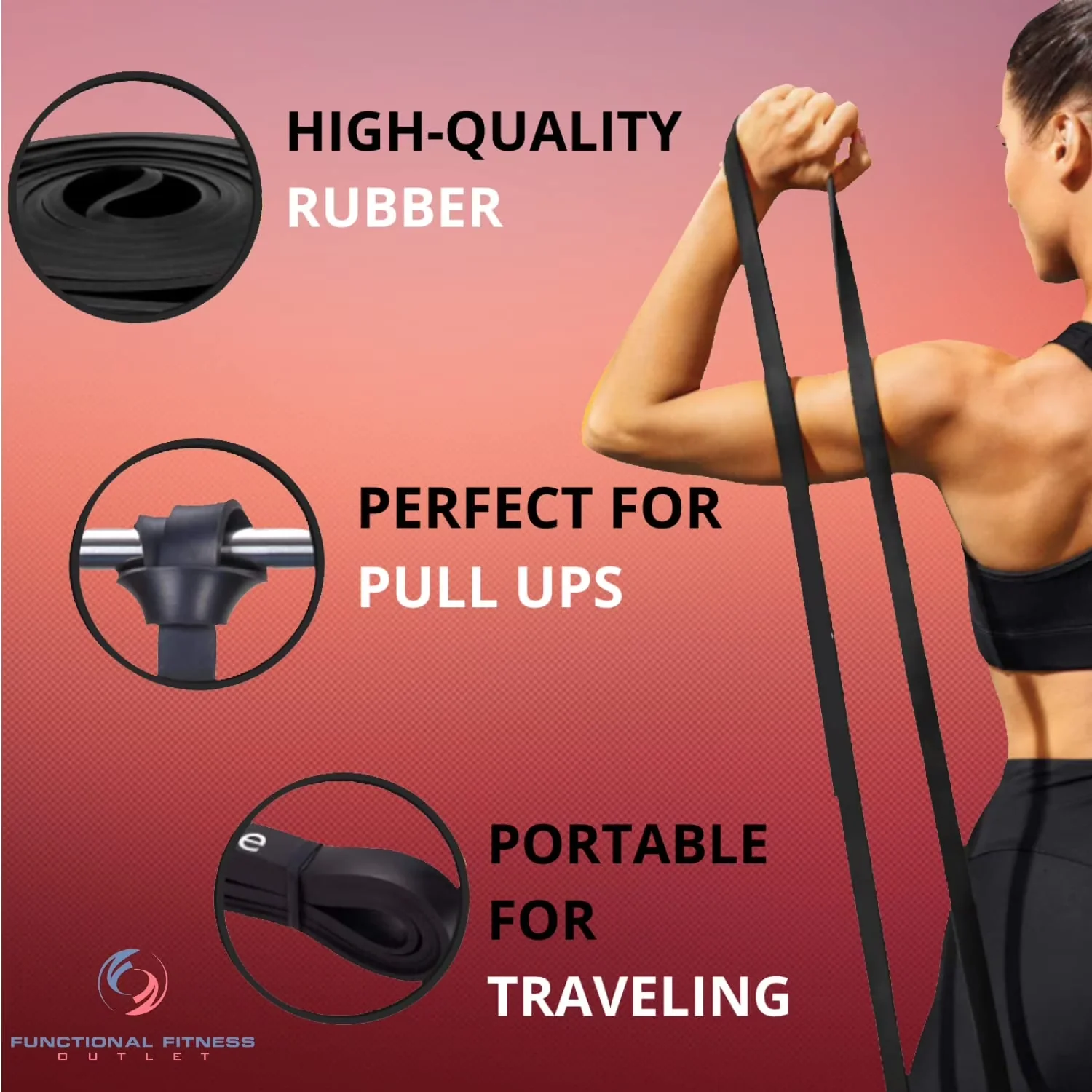 Home Gym Accessory Reliable with Adjustable Straps, It is made of natural latex - Black Natural Rubber Model E08405