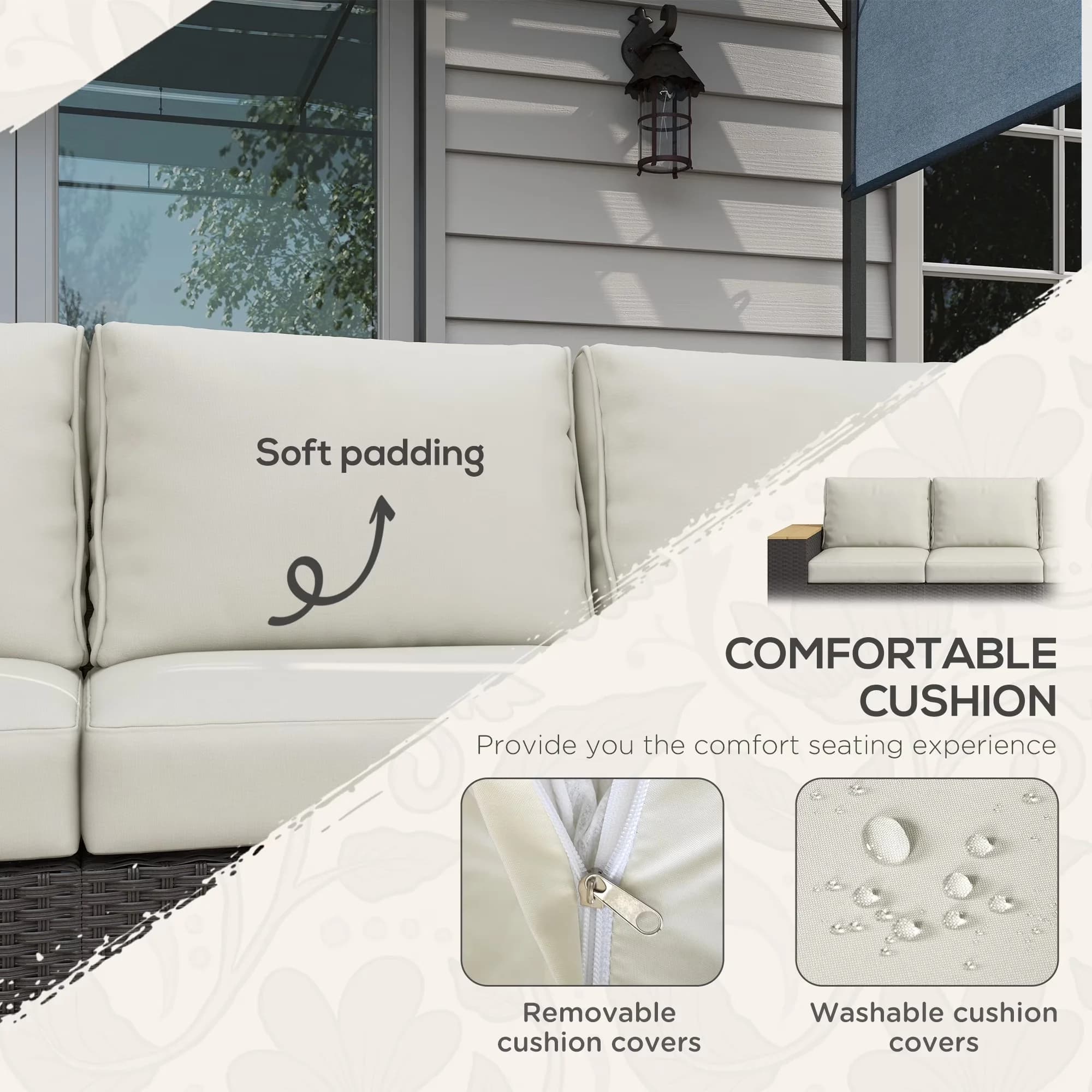 Essential Outdoor Sofas Sectional with Weather-Resistant, Contemporary - Galvanised Steel, Pe Rattan Model 276B95
