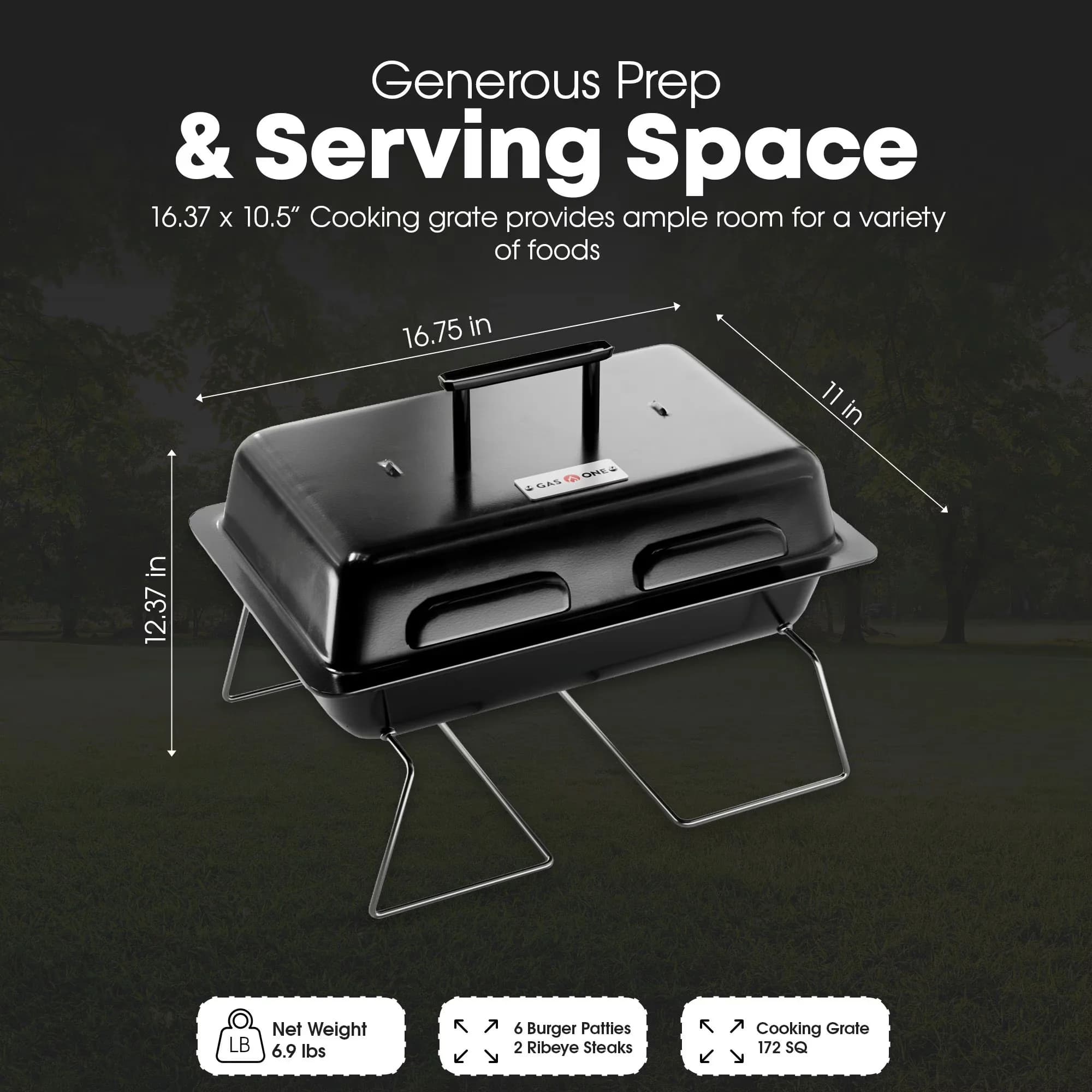 Classic Gas Grill with Foldable Legs, Adjustable Regulator, Heavy Duty Metal Construction - Metal Model 41F850