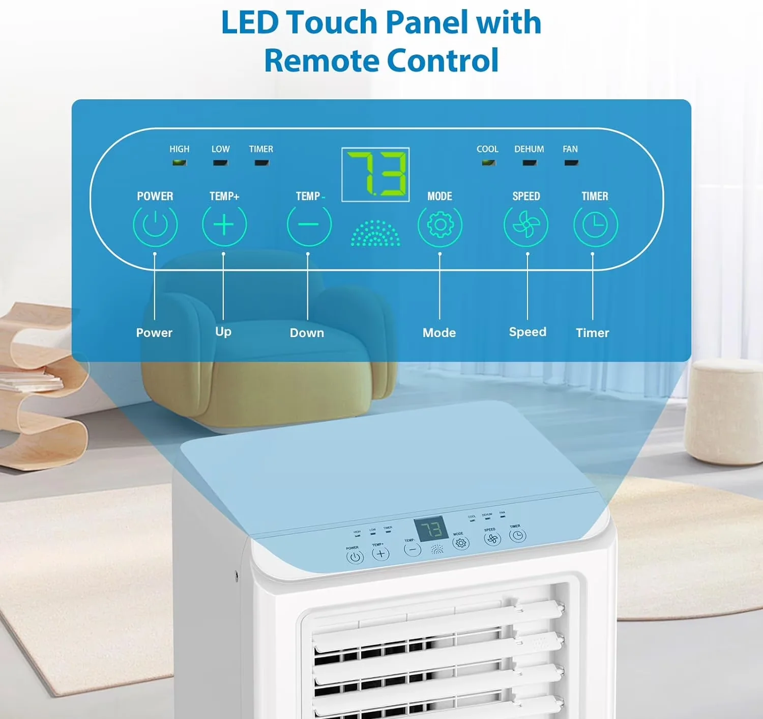 Premium Air Conditioner with LED, 10000 BTU, 10000 BTU Portable - White Model 286426