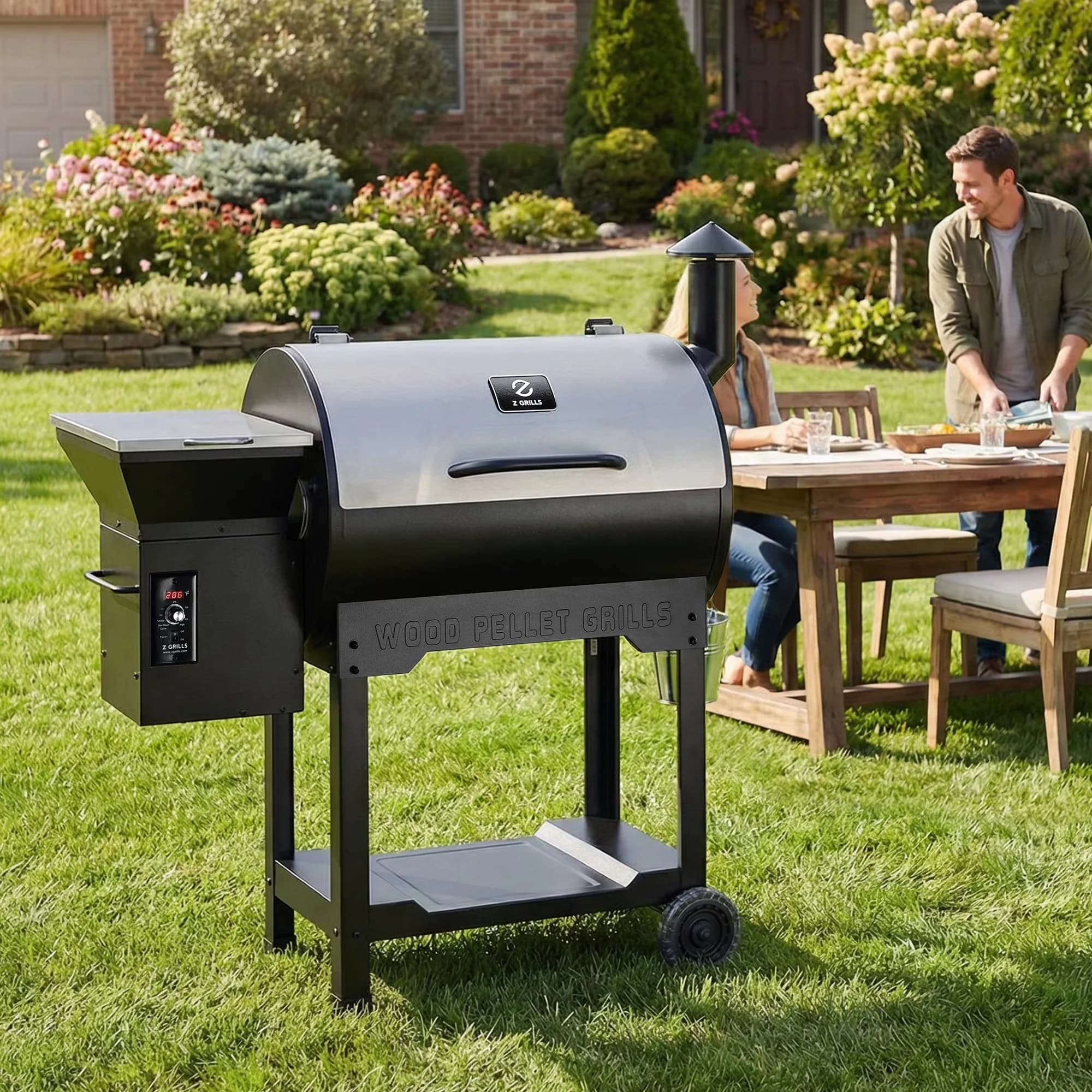Essential Smoker with Warming Rack, Storage Rack, Classic ZPG - Steel for Outdoor Model 1BF3FF