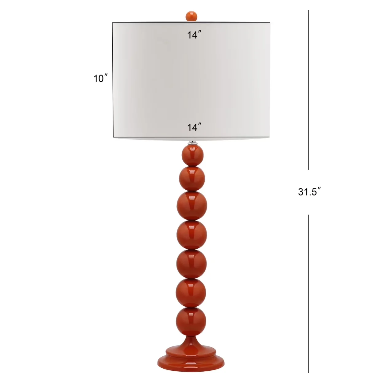 Versatile Lamp Set with Contemporary, Color: Blood Orange, Off-White Cotton Shade - Red Metal Model 05FEC1