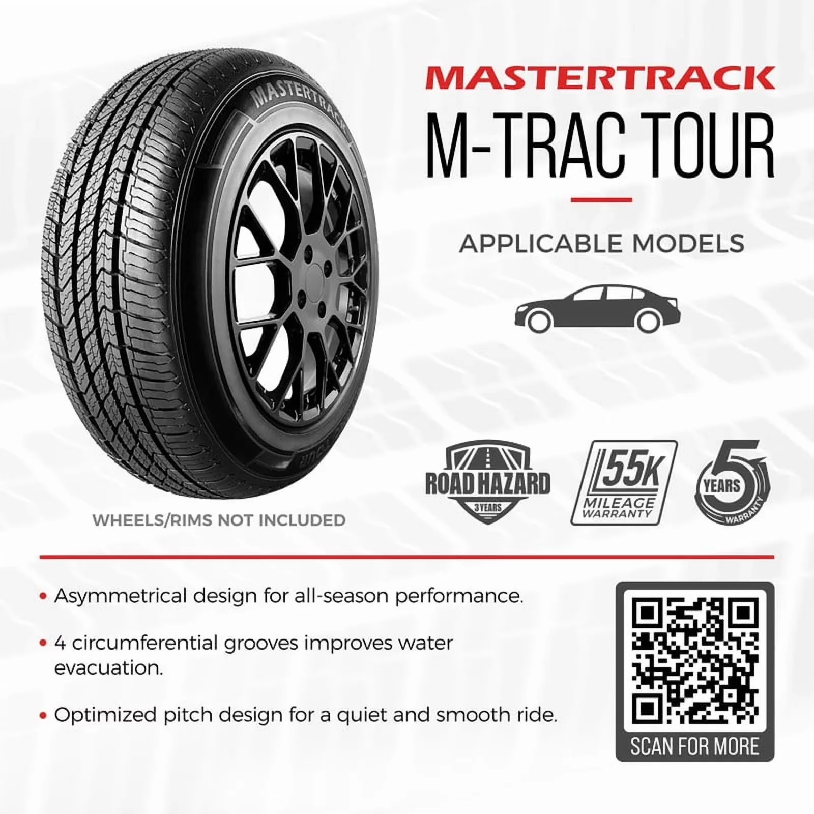 Modern Suv Tire with 94V, Fits Multiple Makes And Models - 55R17 - Easy to Use Model FEB195
