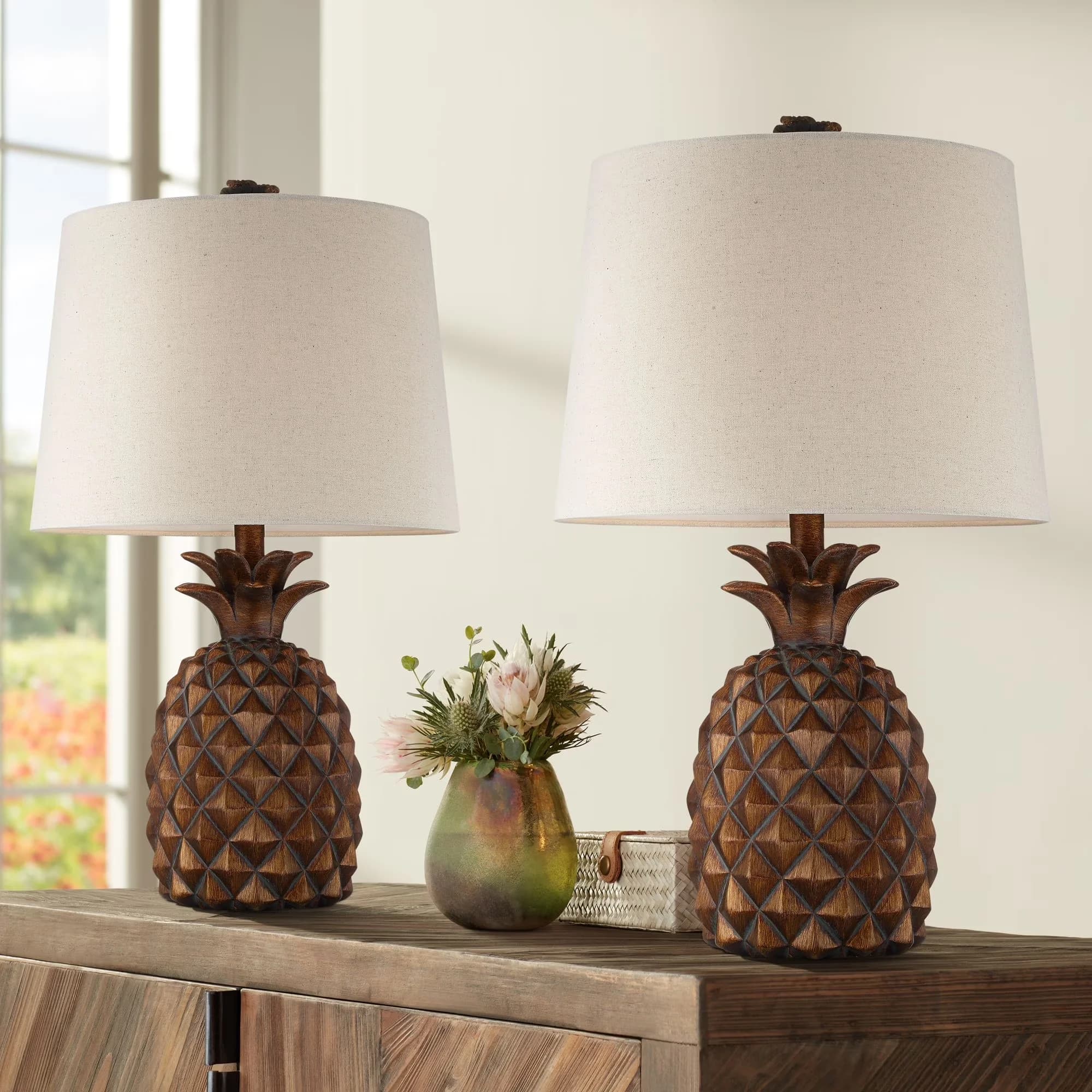 Efficient Lamp Set with Incandescent, Brown finish. Cast resin construction. - Cast Resin Brown Model E330CD