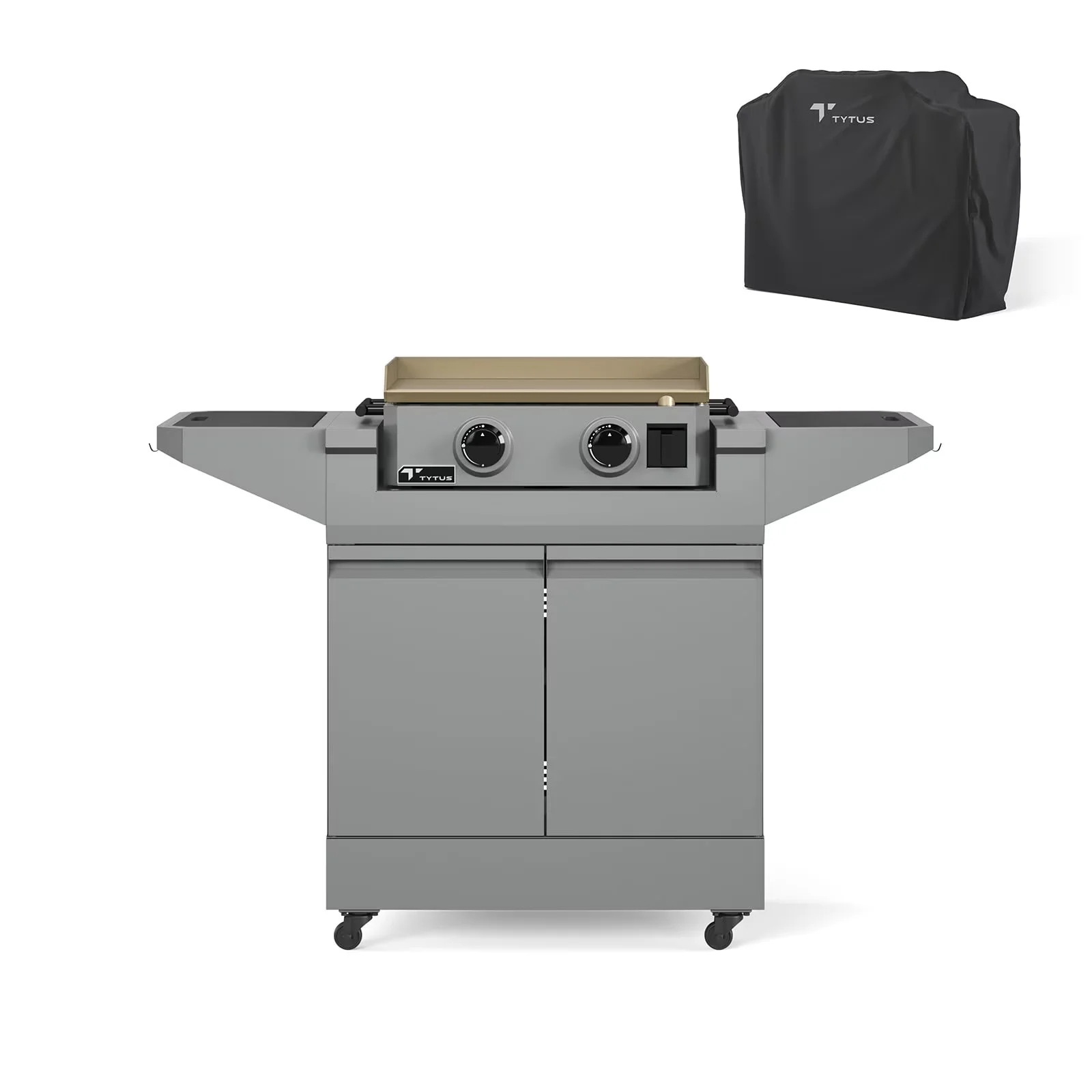Flat Top Grill Premium with Tool Holder, Storage Rack - Powder Coated Steel Gray Model CF76CD