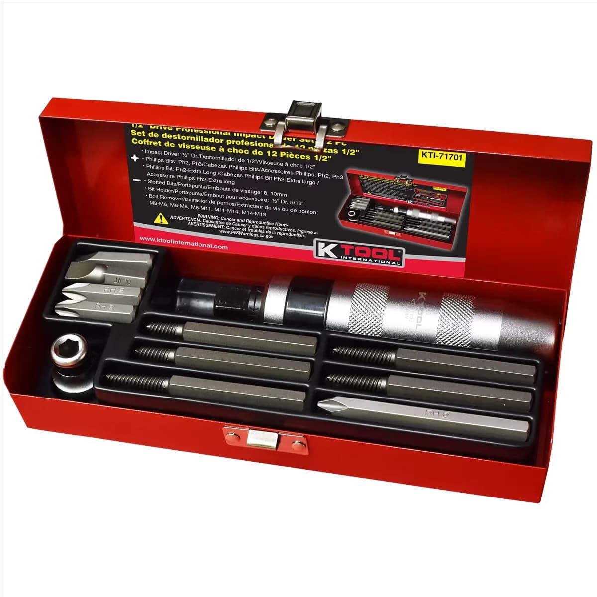 Reliable Drills Driver with Handheld, ½ Inch Impact, 12 Piece - Black 1/2 Inch Model 2A702D