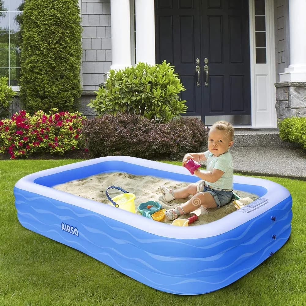 Inflatable Pool Classic with Uv Resistant - Blue for Outdoor, Garden Swimming Model 59A59E