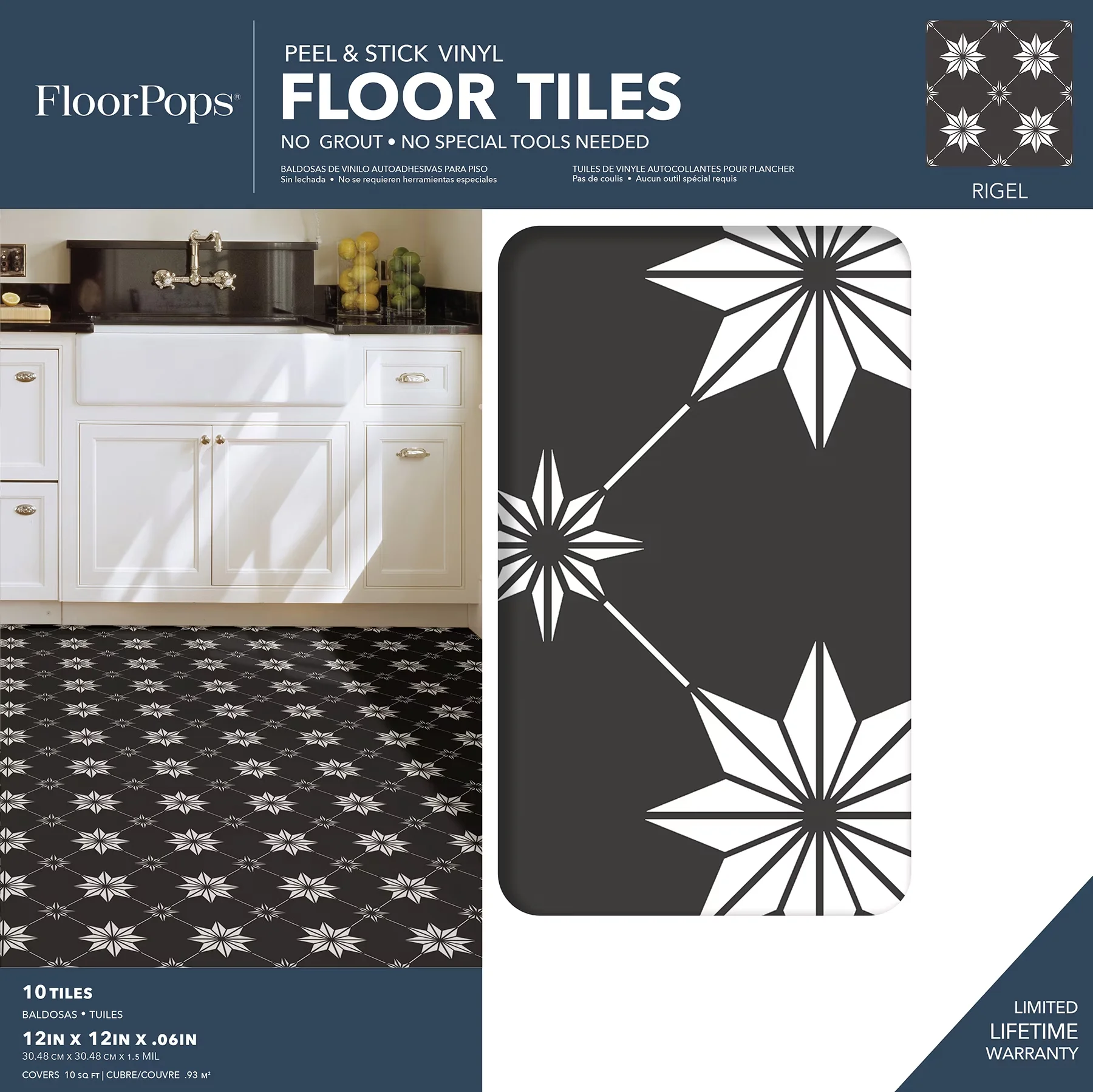 Grey Vinyl Flooring Vinyl Plank Flooring Modern with Easy Installation, Peel and stick to apply, Water resistant and washable - Black... Model 932F42