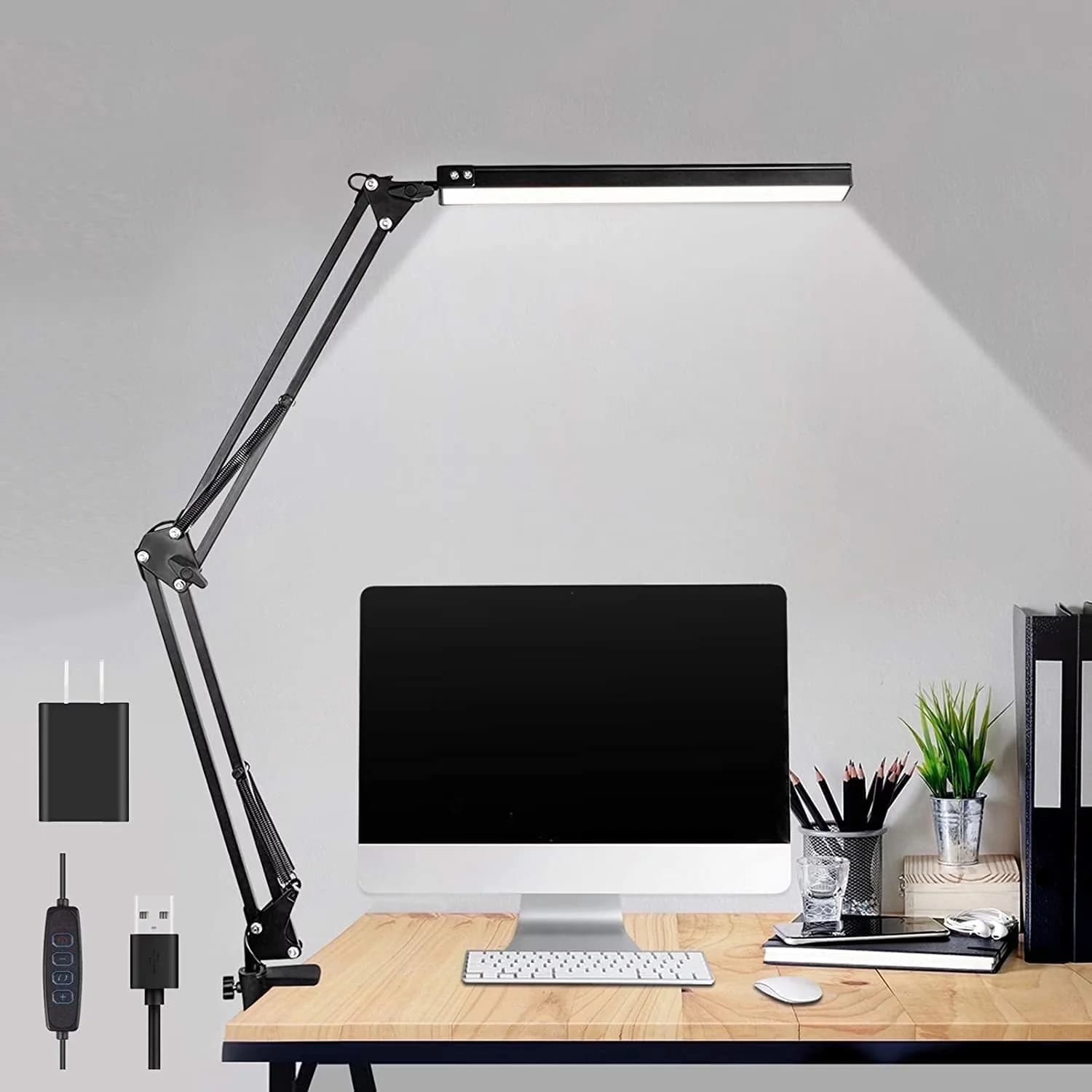 Classic Desk Lamp with LED, Adjustable Height - Black Top-End Aluminum Alloy Model 36B47C