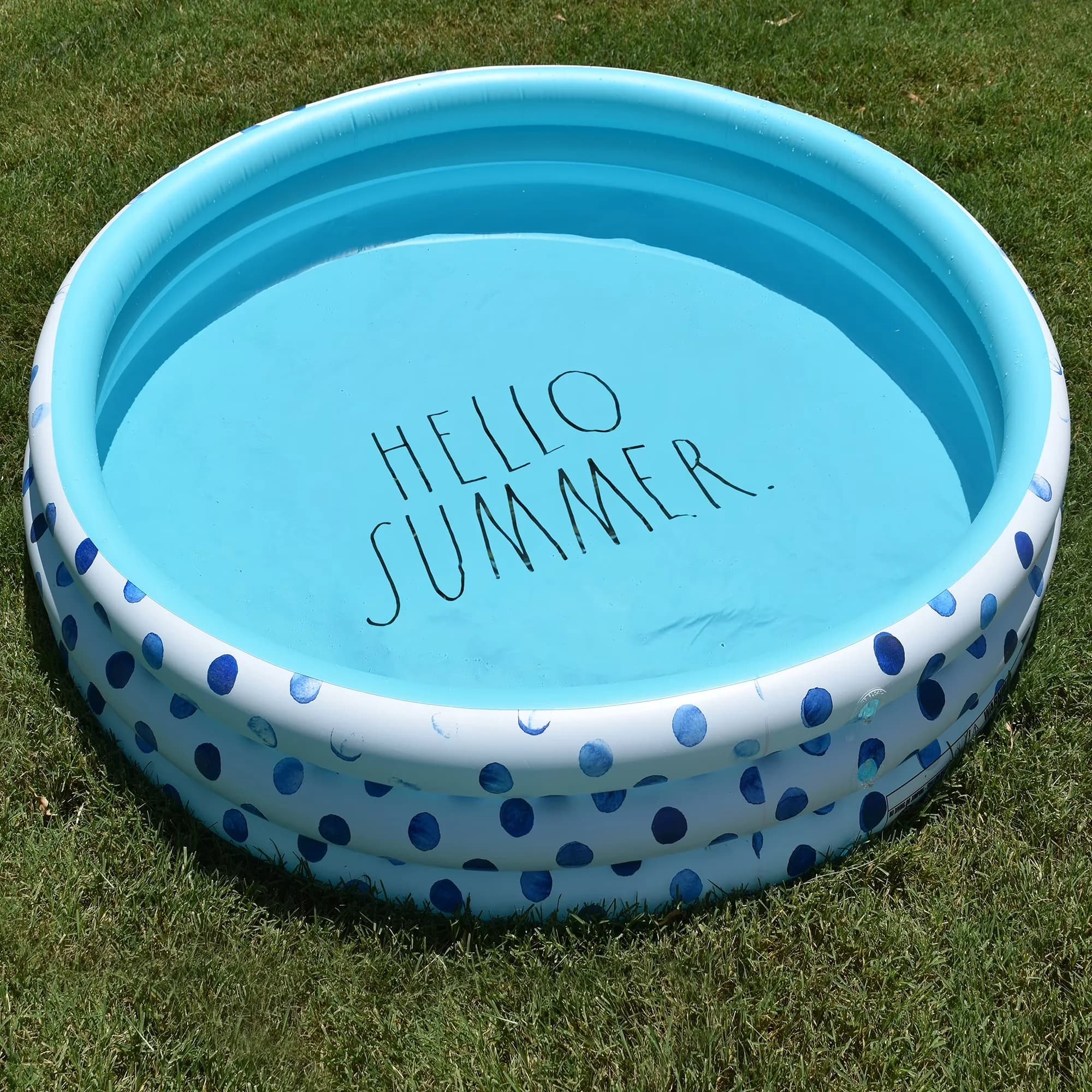 Modern Inflatable Pool with Puncture Resistant, : Hello Summer Aqua Poka Dots -46" Mini - Blue Model 9A31E2