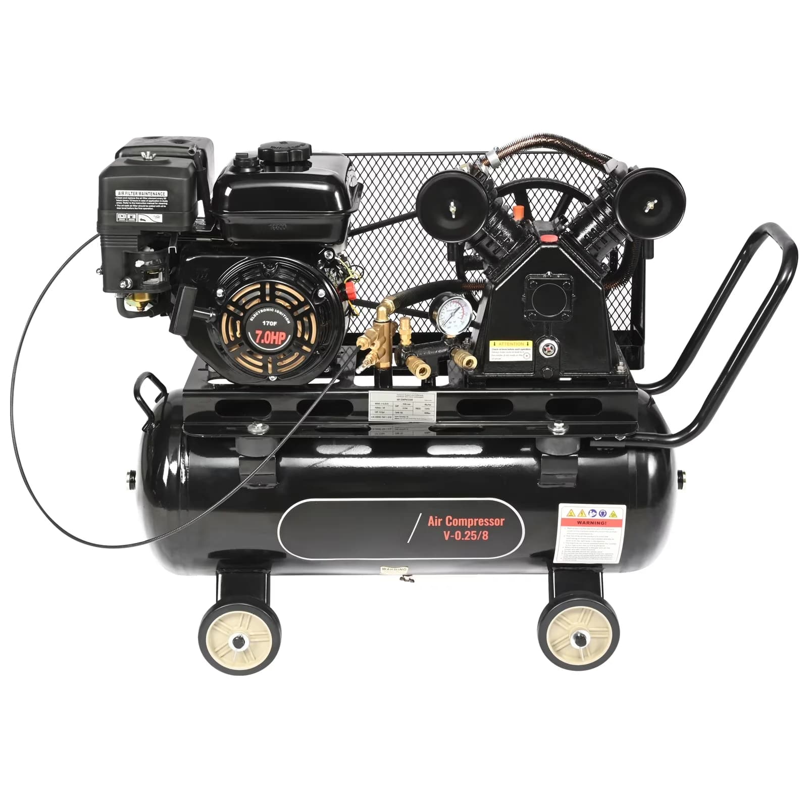 Reliable Air Tools Compressor with 7HP Engine, Gas, Delivers 9CFM at - Black Iron Model B7D066