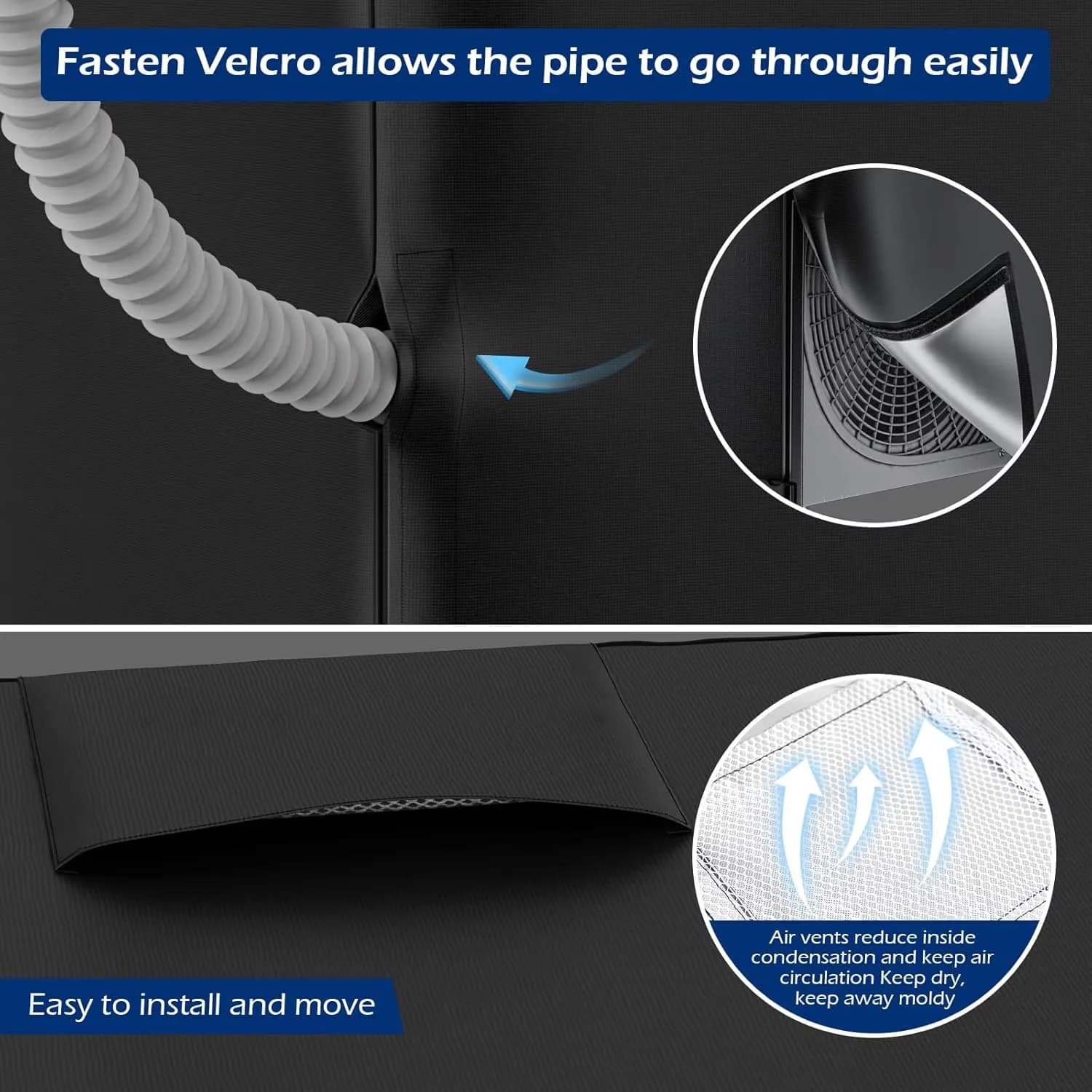 Stylish Air Conditioner with Uv Proof, Cover - Black Oxford Fabric 24x24x30 Model 201561