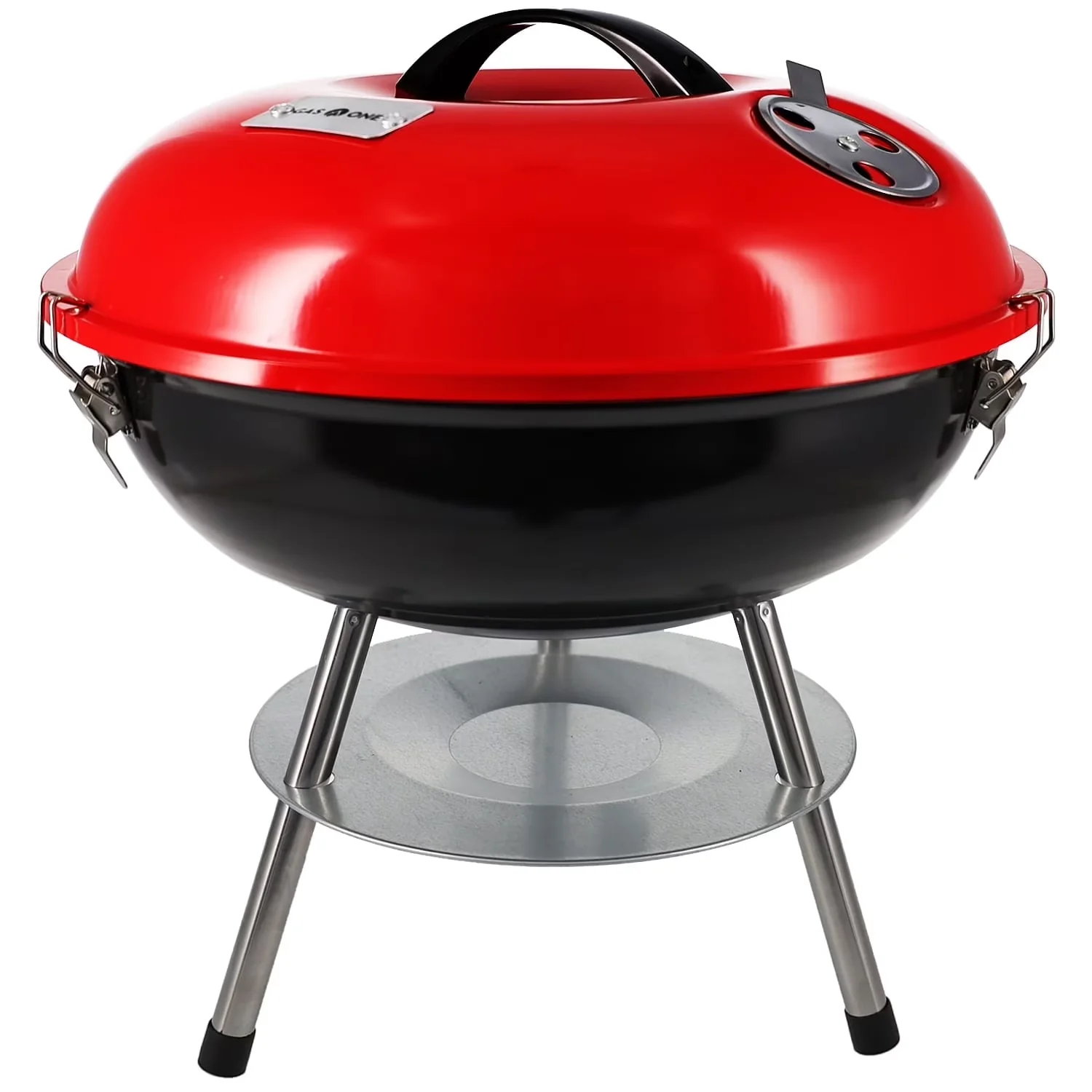 Essential Charcoal Grill with Portable - Red Metal 14 Inch - Premium Collection Model 0EC76E