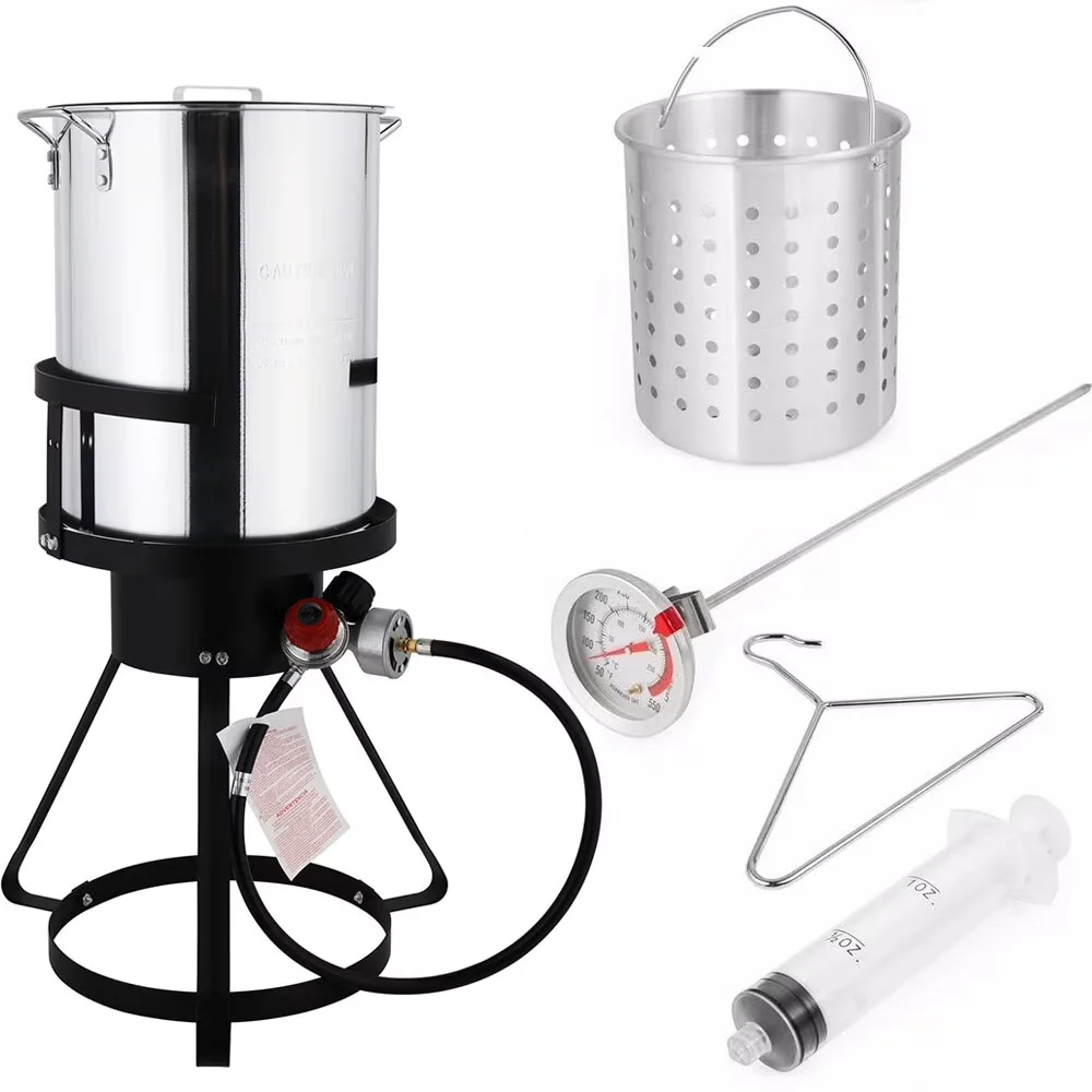 Compact Outdoor Fryer with 37000 BTU, 30QT Turkey Deep 37 - Black Steel Model C6B0CB