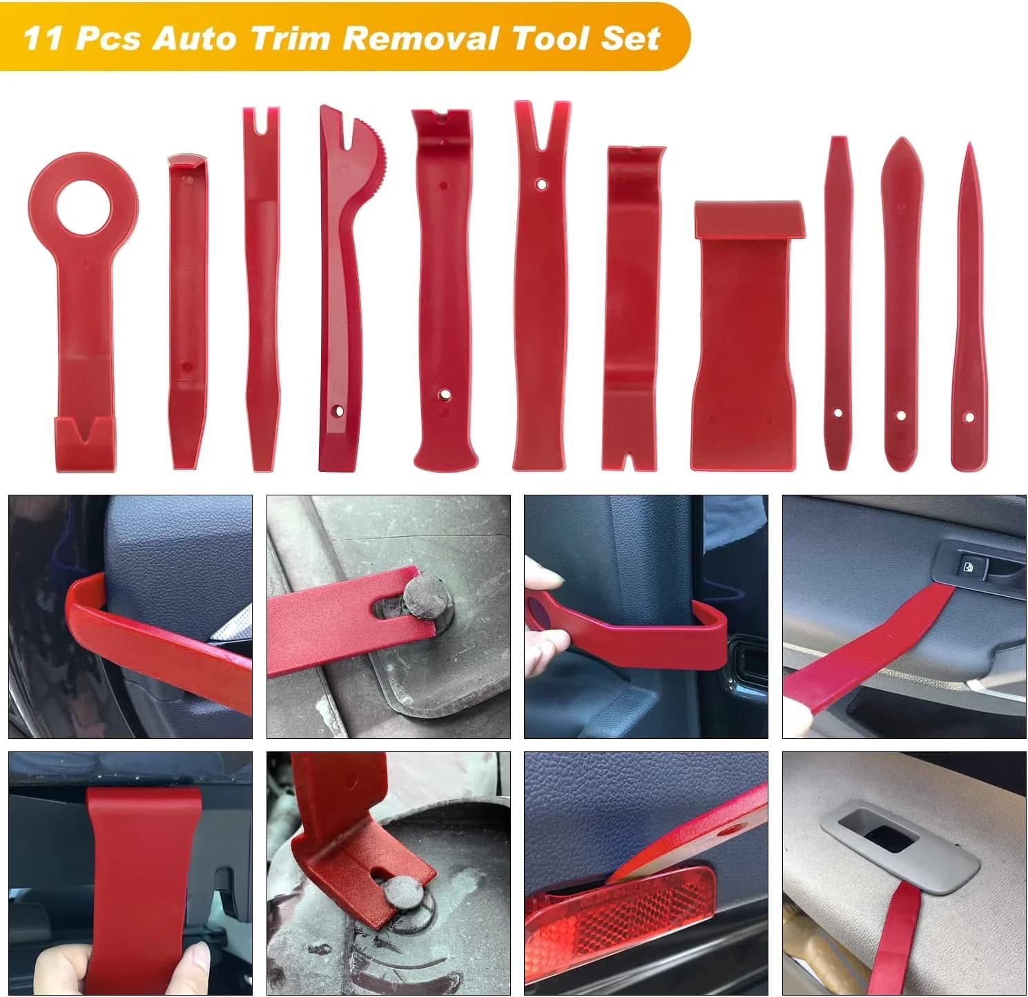 Essential Hand Tool Set with Easy Installation, 19Pcs Auto Trim Removal, Portable Storage Bag - Red Model 6952FB