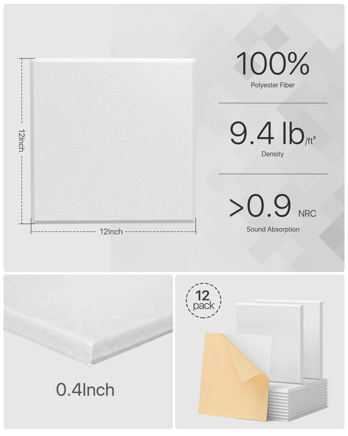 Sleek Wallpaper Wall Decals Wall Covering with Sound Dampening - White Polyester Model DC57BC