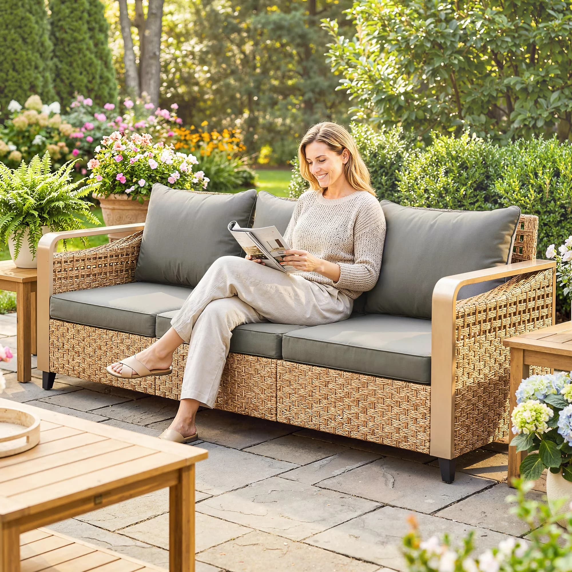 Patio Chair Quality with Contemporary, Color: Brown, Gray - Gray Pe, Metal for Garden Model D61266