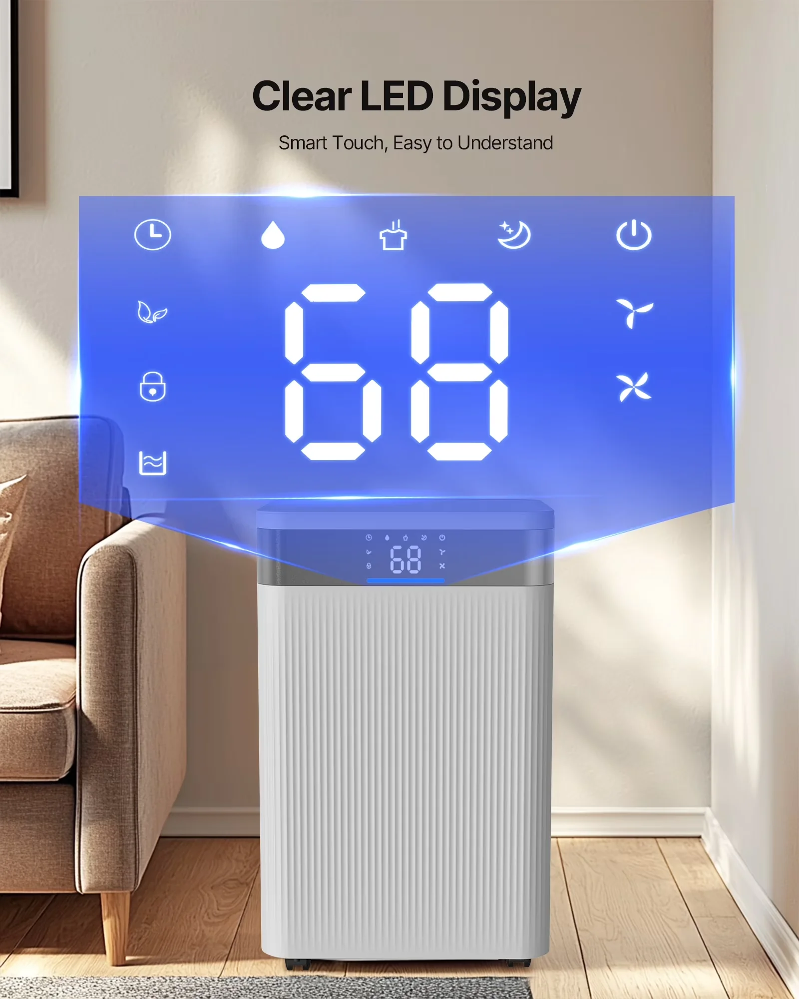 Classic Dehumidifier with Smart Technology Capable, 35 Pints - White for Home, Commercial Model 196D16