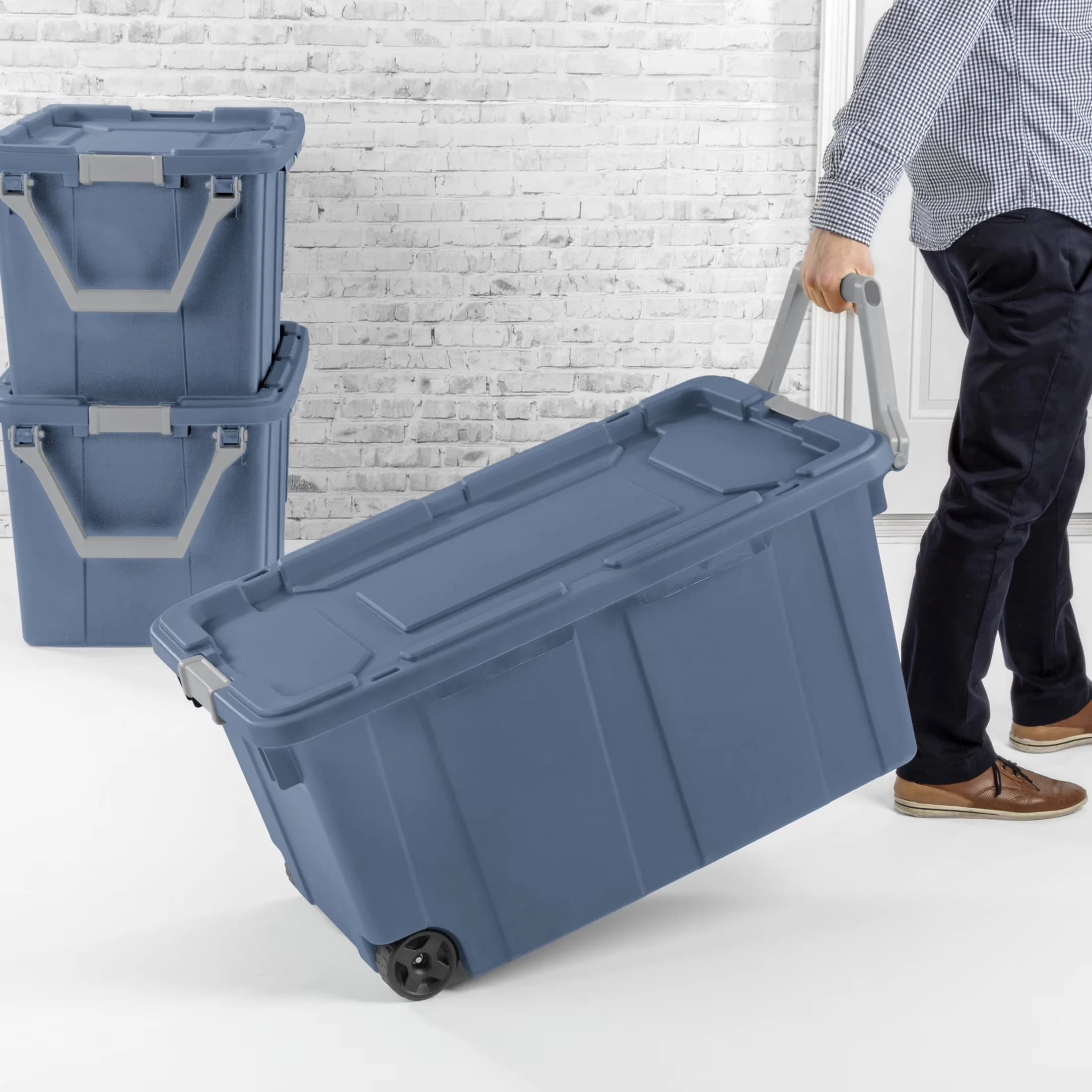 Essential Garage Storage Supply with Wheeled, Stackable - Plastic Blue Model A2C106