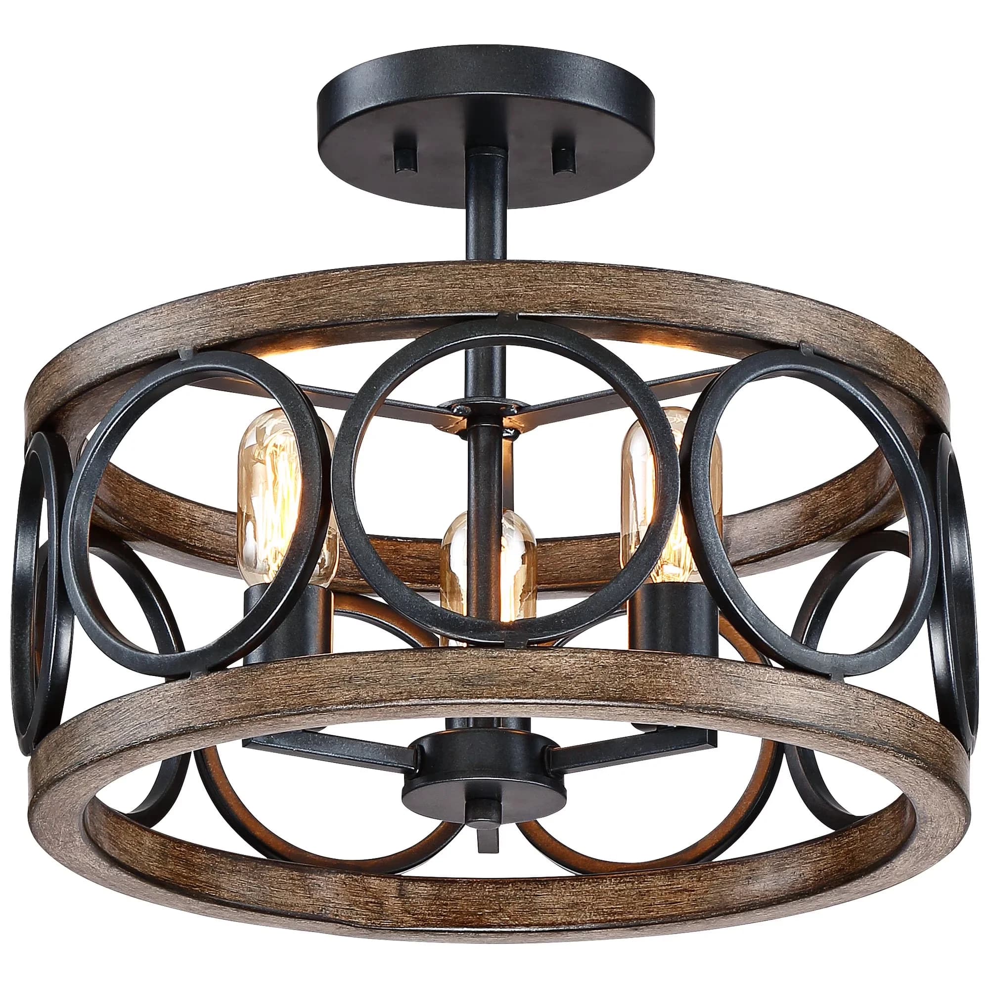Essential Ceiling Lights Fixture with LED, Transitional - Black Metal for Living Room, Bedroom Model 550A9B