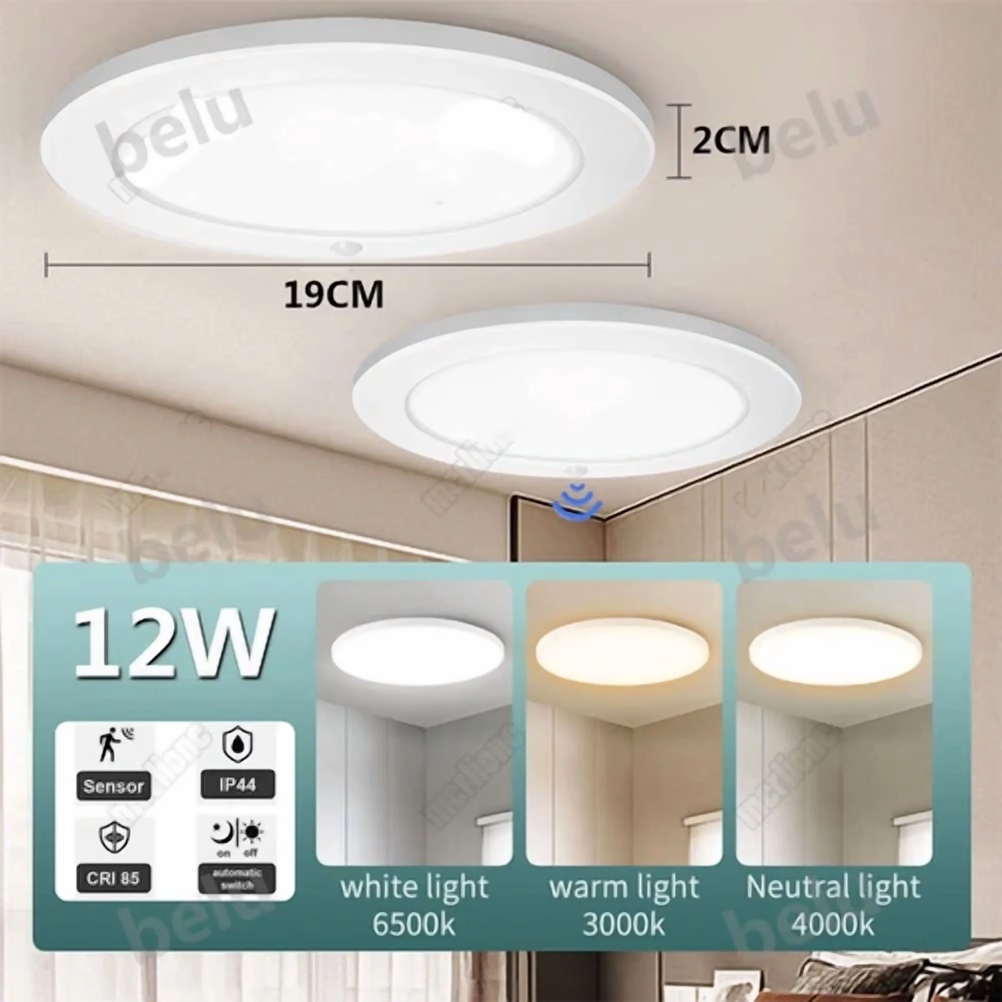 Ceiling Lights Fixture Reliable with LED, 12W, Easy to use and practical for everyone. - Model BB6A04