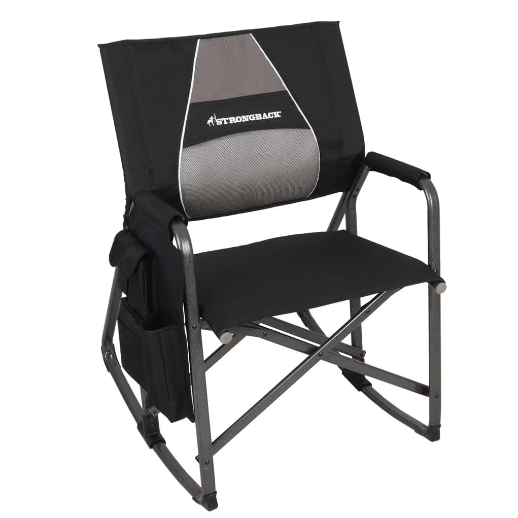 Sleek Patio Chair with Storage, Director Rocker Black - Black - Compact and Portable Model 020D80