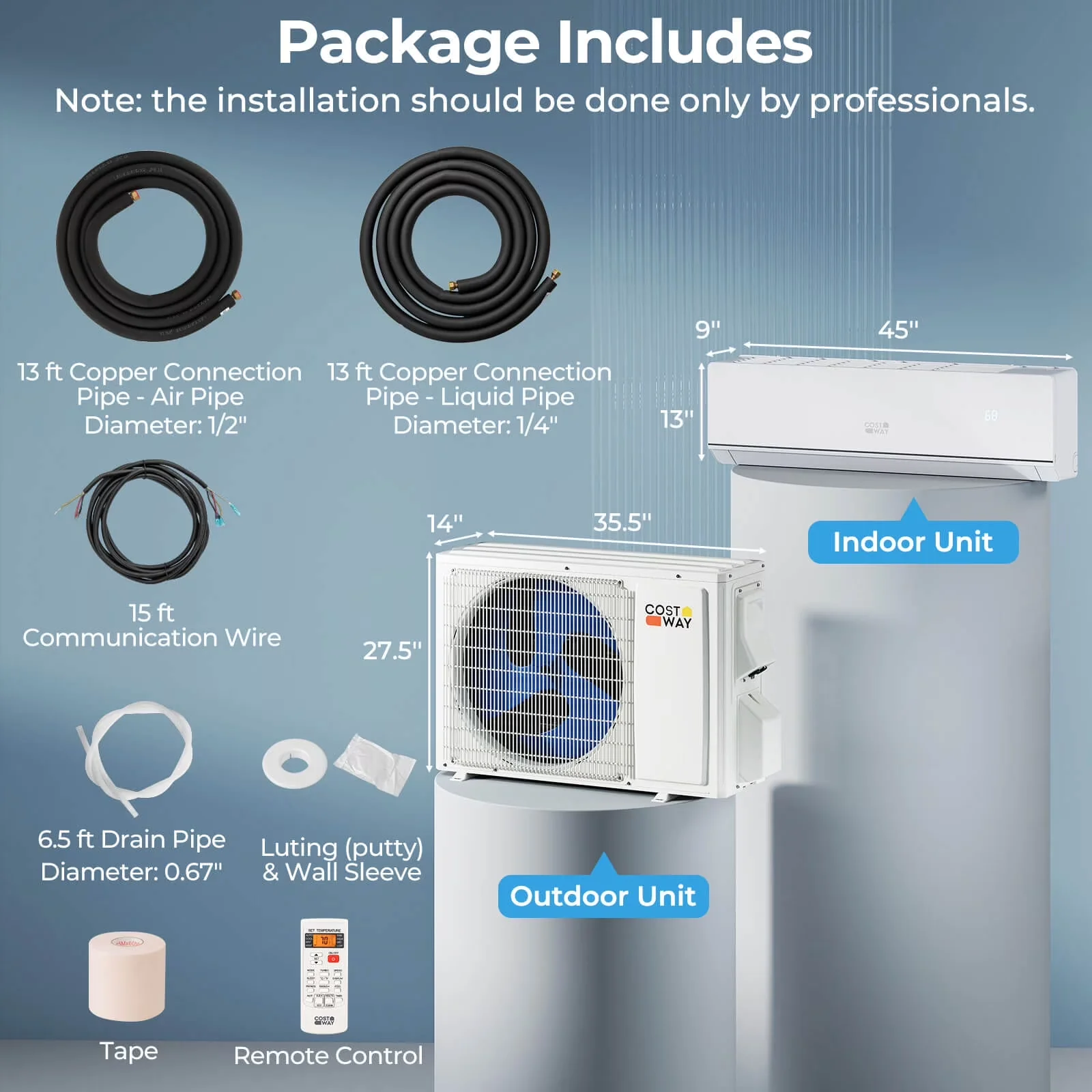 Air Conditioner Sleek with 24000 BTU, Timer, 24000 BTU Mini Split Heater - White Model FC510A