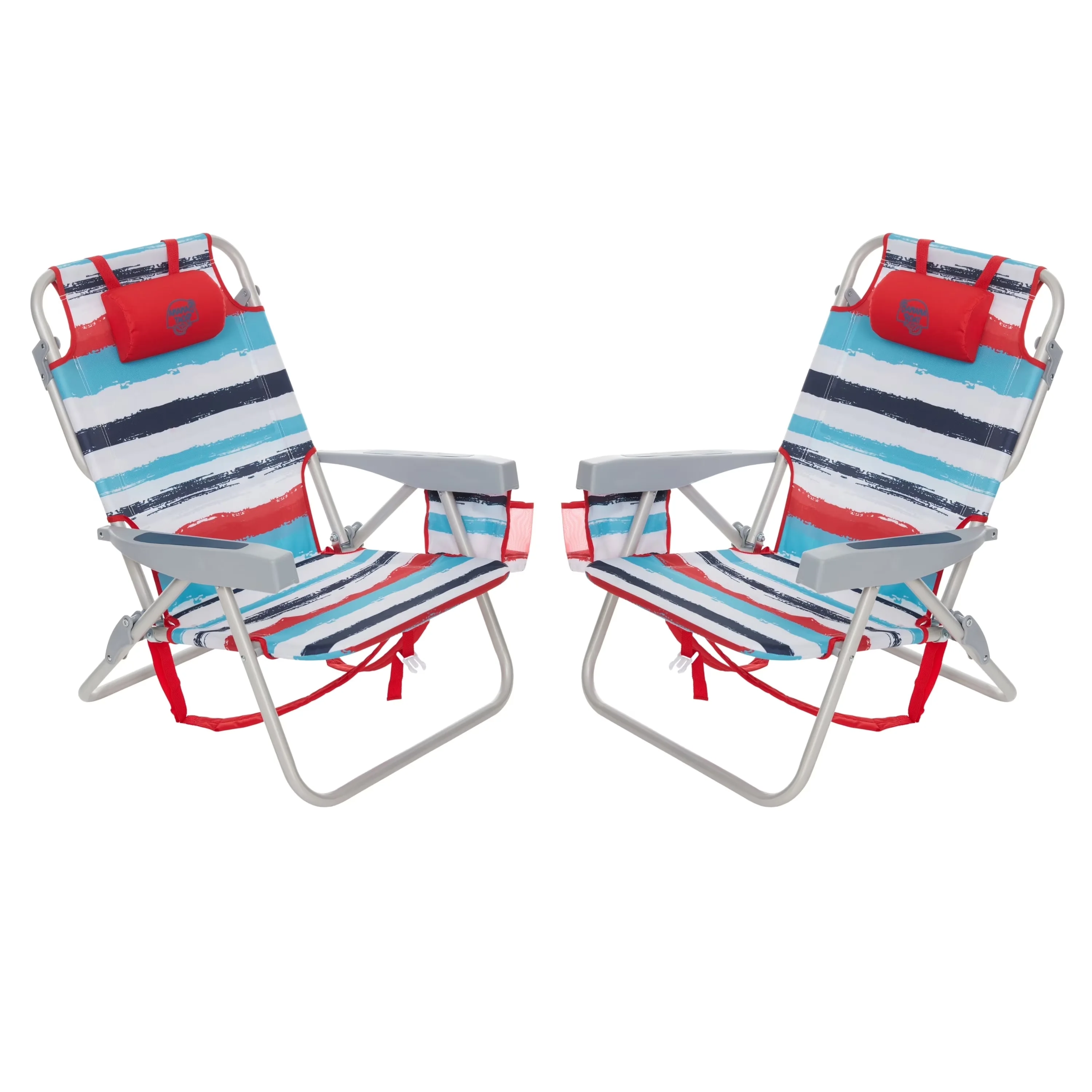 Durable Beach Chair with Folding, Adjustable, Backpack - Aluminum Red Multi Model 2E3F6F