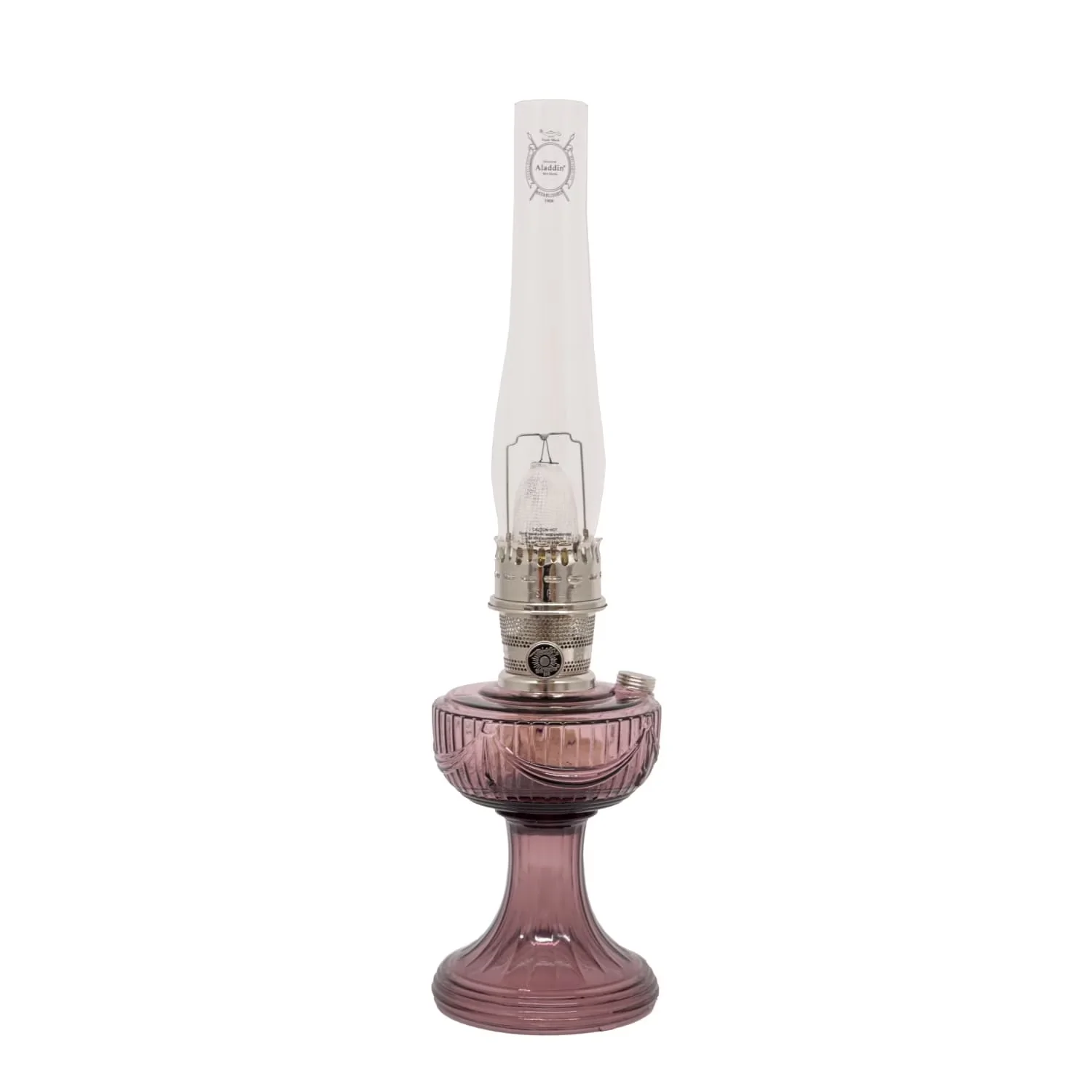 Lamp Quality with Farmhouse, Rose Shade and Nickel Trim, Amethyst Lincoln Drape Table Oil - Purple Glass Model 098446