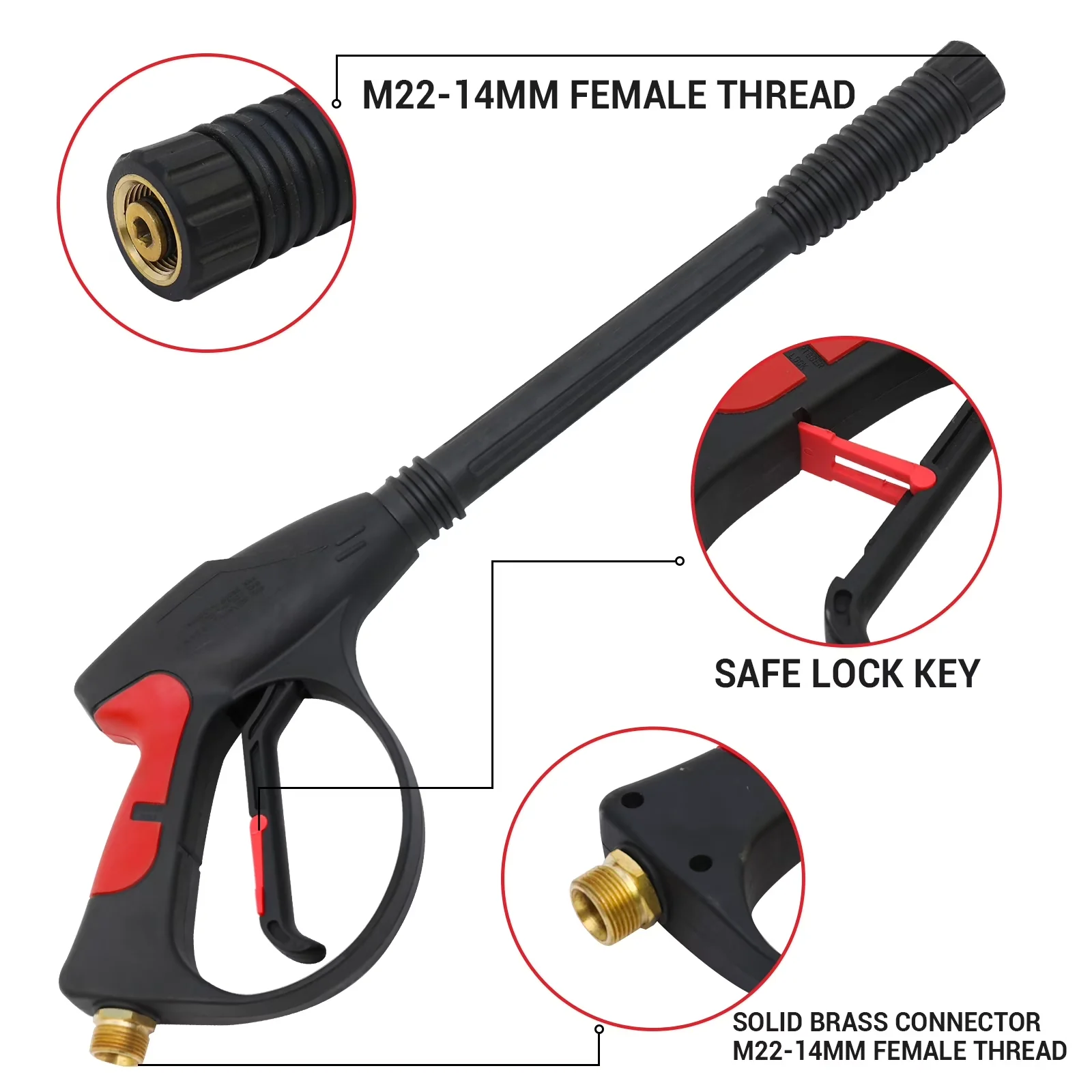 Pressure Washer Versatile with Quick Connect Tips, Power Gun Handle Car Wash Spray Gun Kit, 5 Spray Patterns - 5 Nozzles+50Ft Hose Kit Model 0350E6
