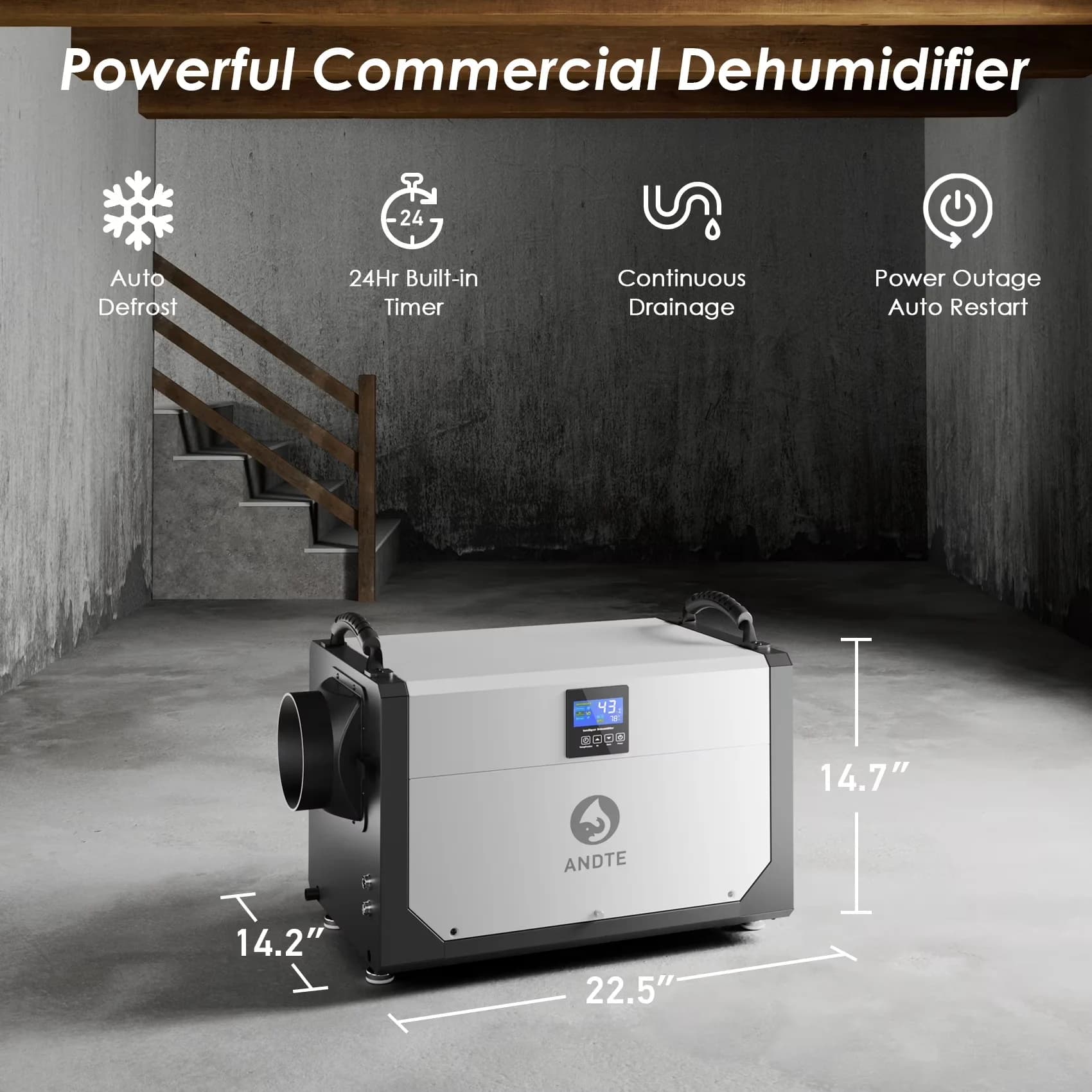 Dehumidifier Premium with Automatic Defrost Control, Adjustable Humidistat, Remote Control - Gray Model 809A0A