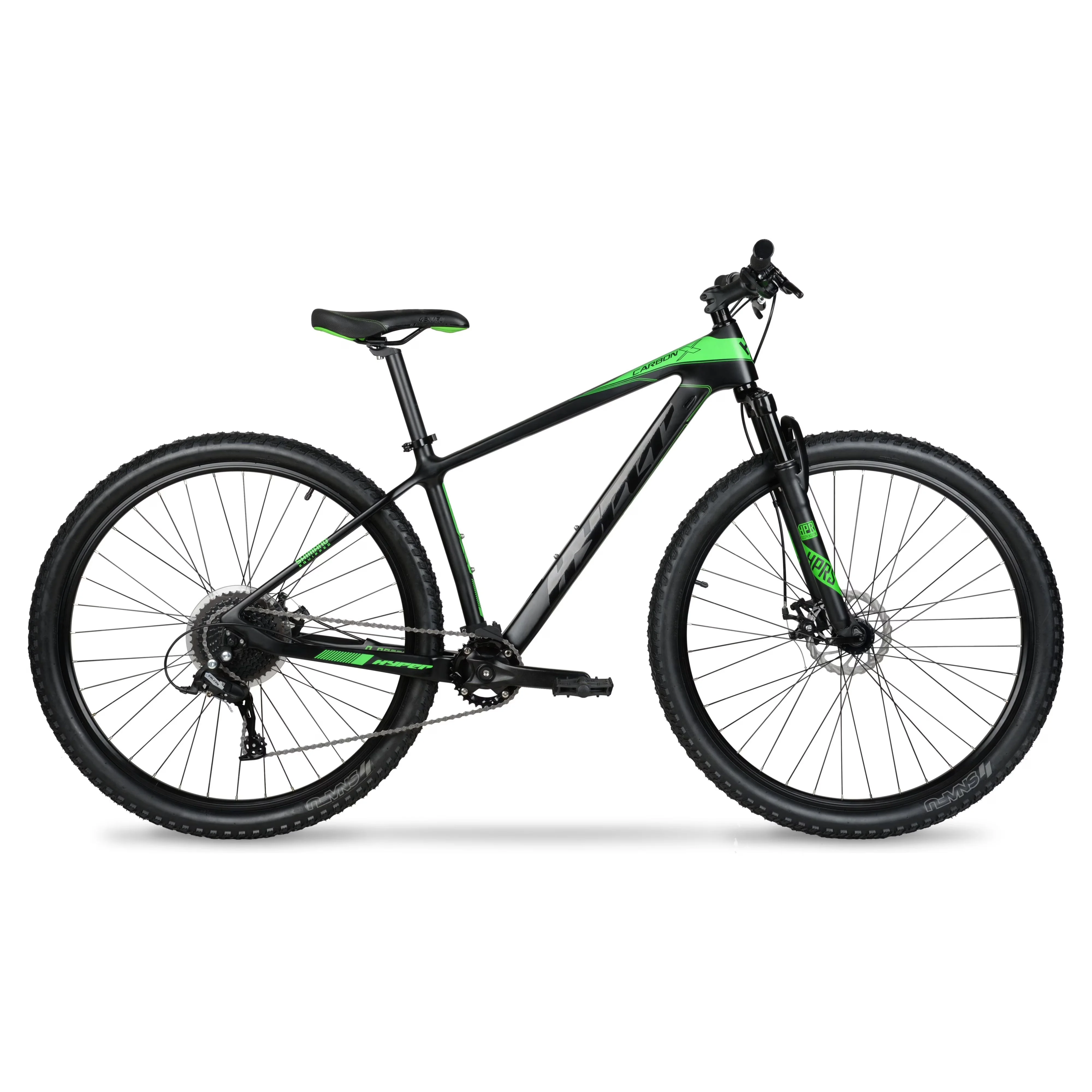 Sleek Mountain Bike with Adjustable Seat Height, Black/Green, 29" Carbon Fiber - Black Model 06A82B