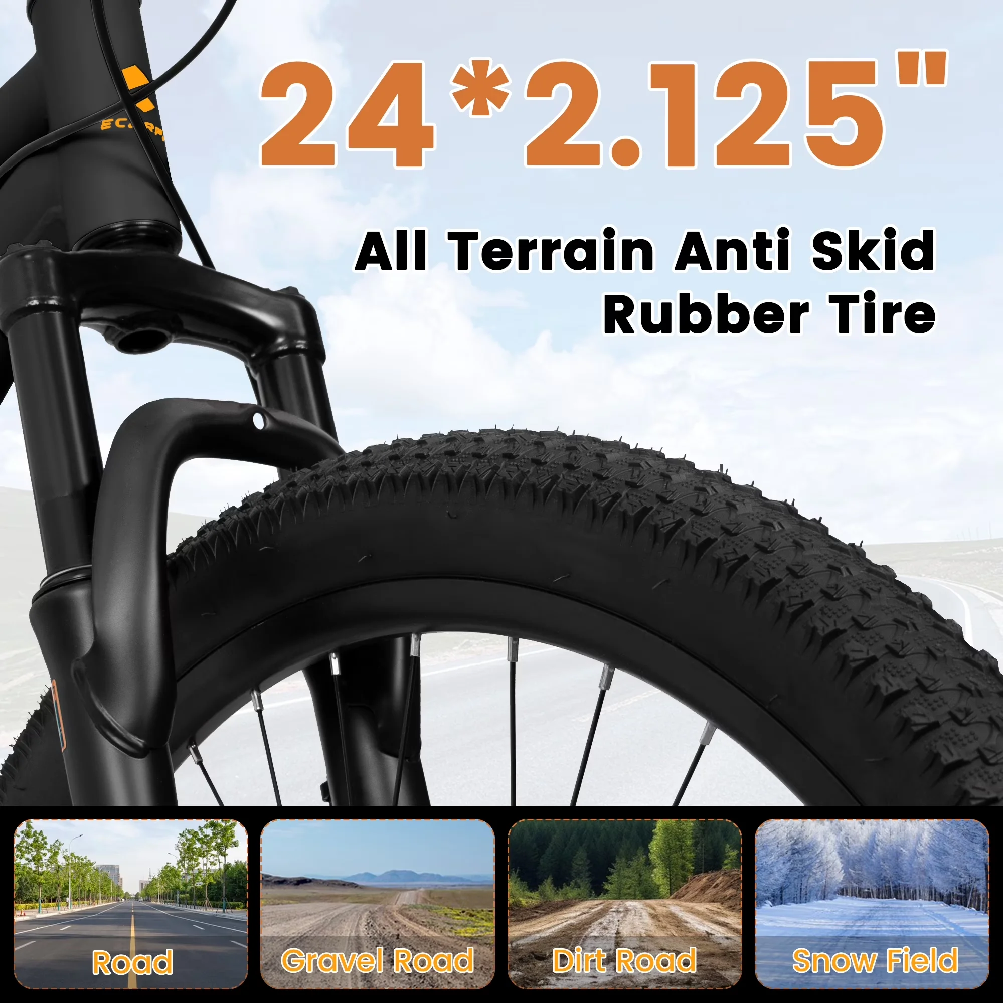 Kids Bike Modern with Adjustable Seat Height, Wheel Size: 24/26 Inches - Orange Model 3C554F