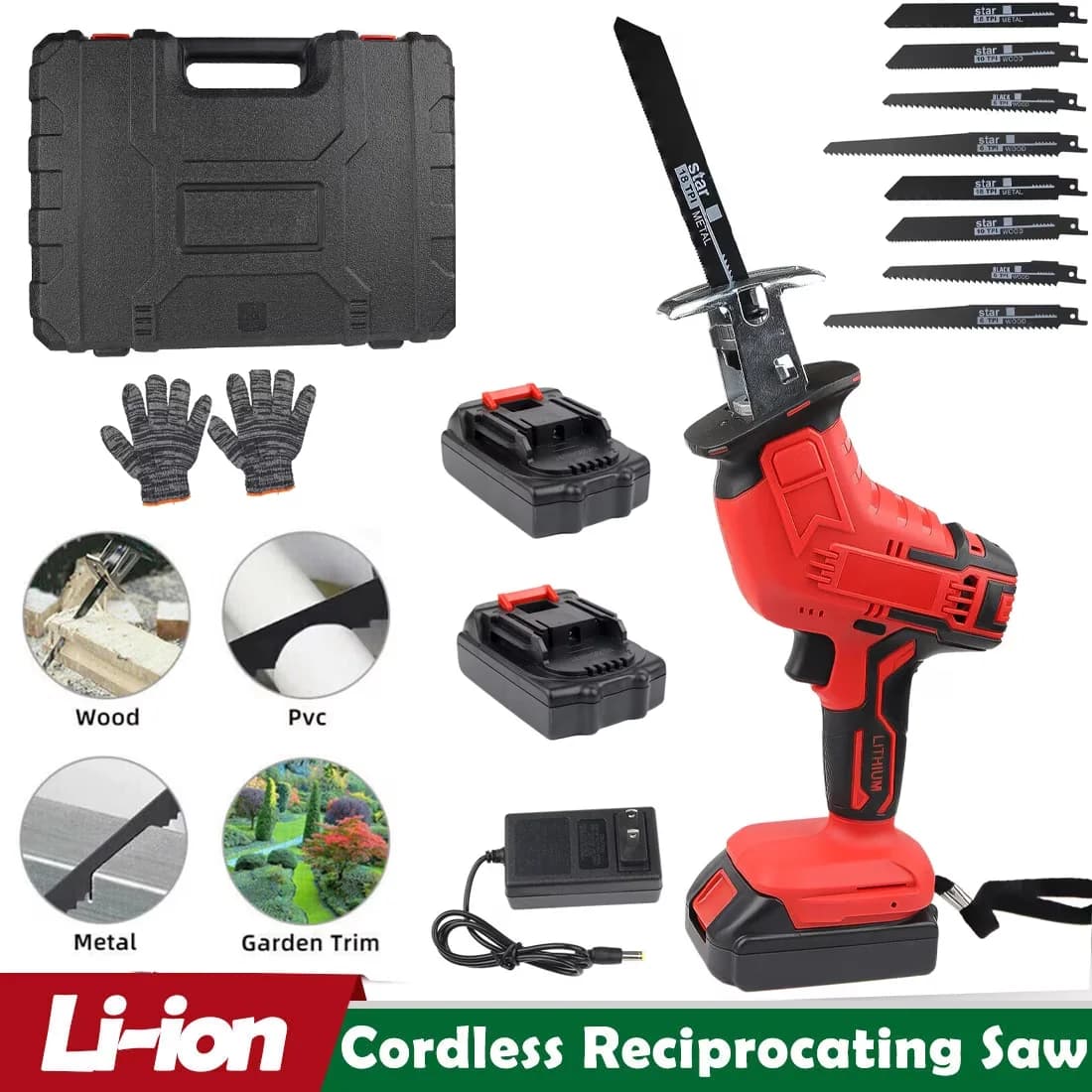 Modern Power Saw with Battery, LED, 2 Rechargeable Battery - 24V - Industrial Grade Model 408C89