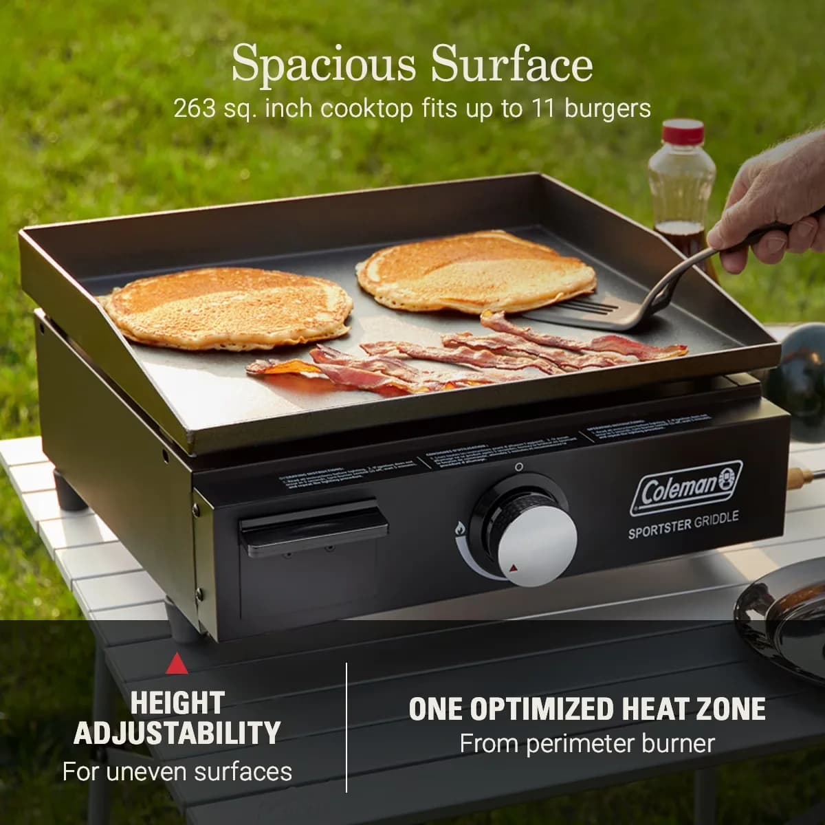 Modern Gas Grill with Portable, Black, Sportster Tabletop 17-inch Griddle - Steel Model E8B051
