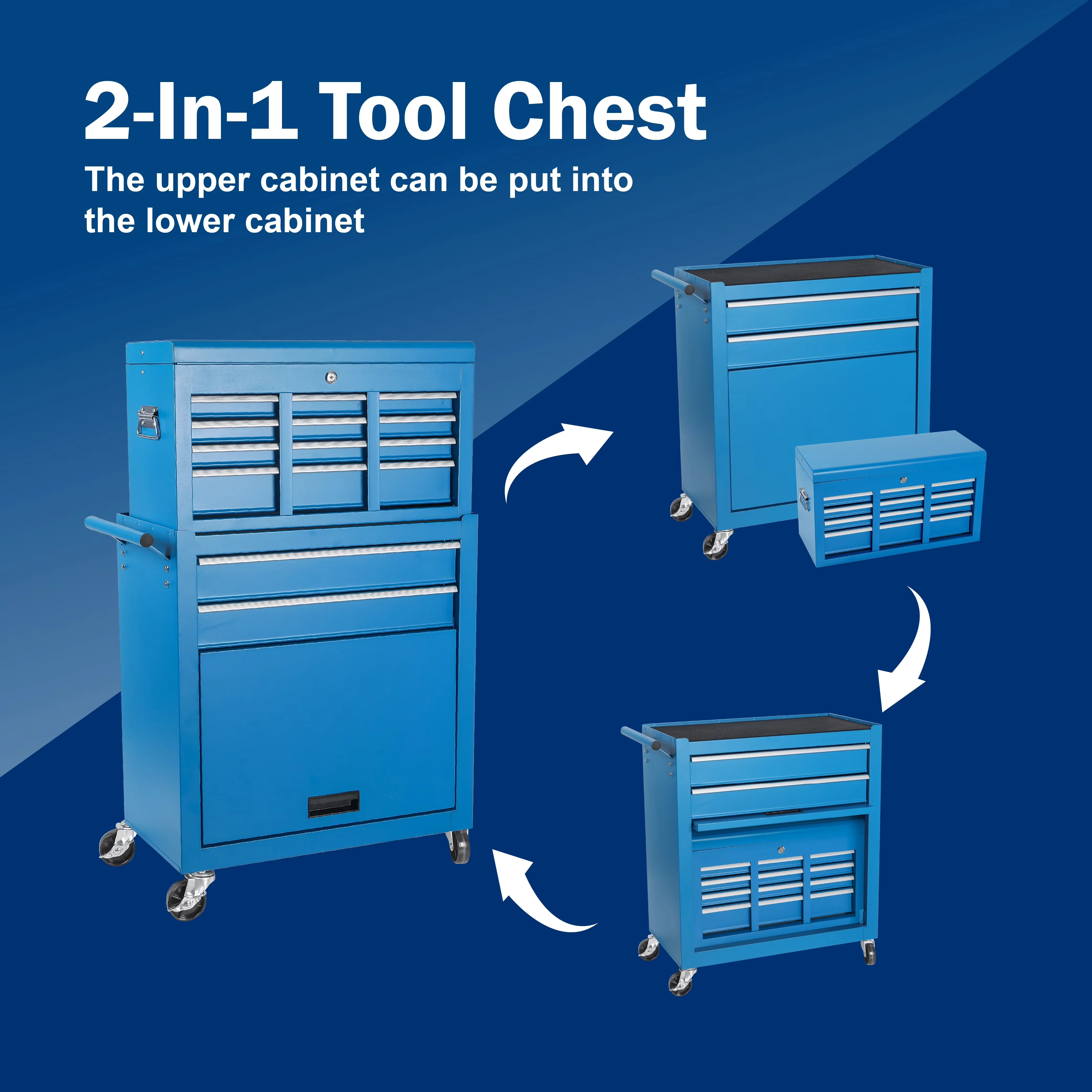 Compact Toolstorage with Adjustable - Blue Steel Drawer - Essential Collection Model EFE24A