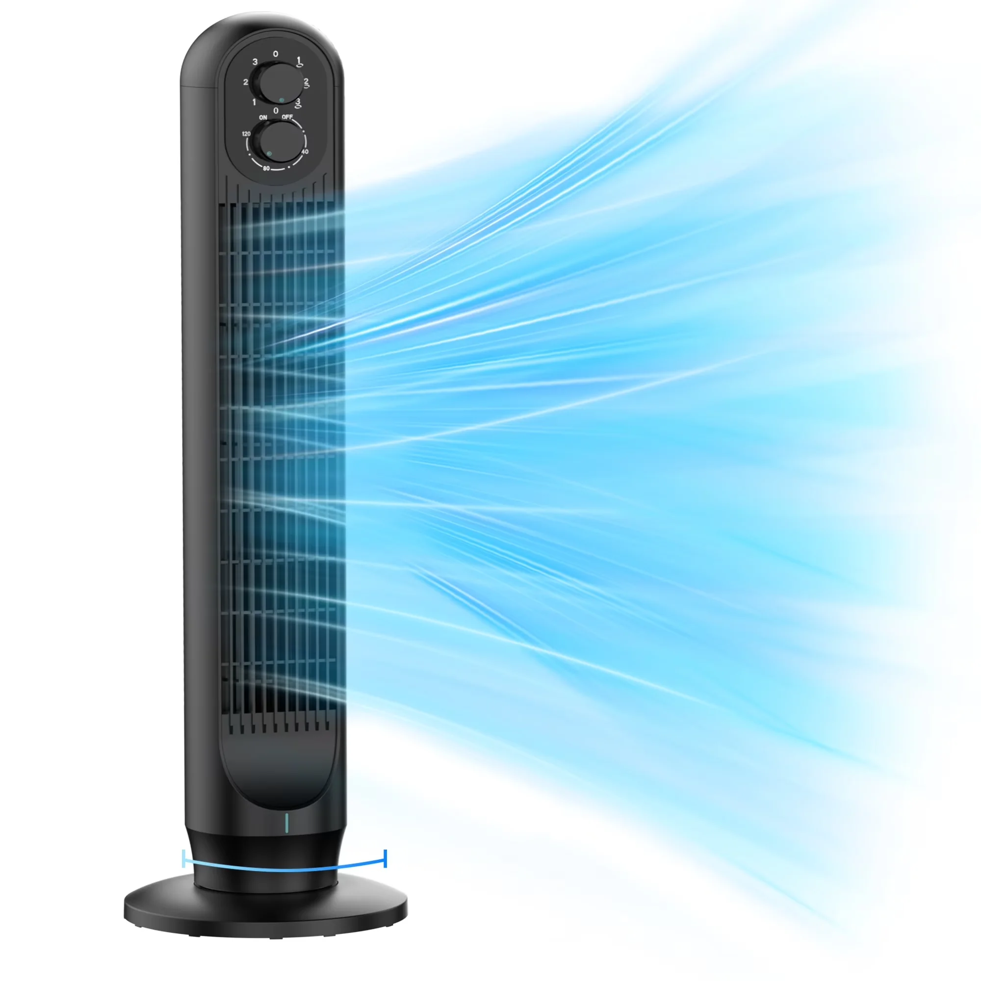Sleek Fans In Cooling with Oscillating, Tower Fan, 31" Oscillating Standing Fan - Plastic Black for Home Model 3A8B8B