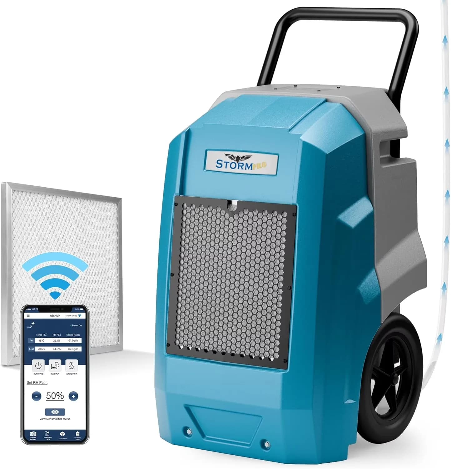 Premium Dehumidifier with Built-In Pump, Energy Efficient, Smart Technology Capable - Blue Model 919272
