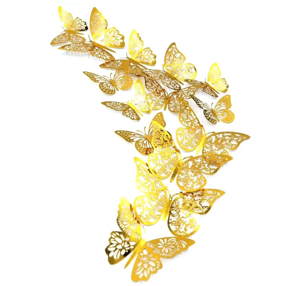 Premium Wallpaper Wall Decals Wall Covering with Gold Butterfly Decorations - Golden Pvc for Party Model 44732F