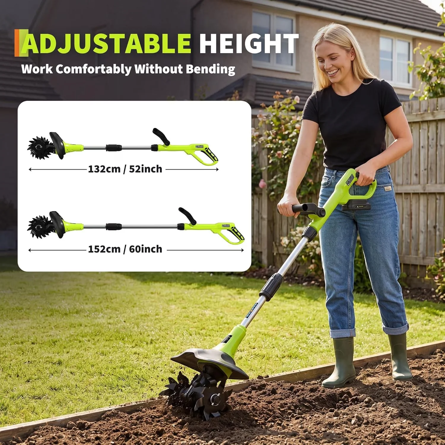 Quality Trillers Cultivator with 20V, 2.0Ah Lithium Battery, 20V Portable Electric Garden Tiller - Model 27B147