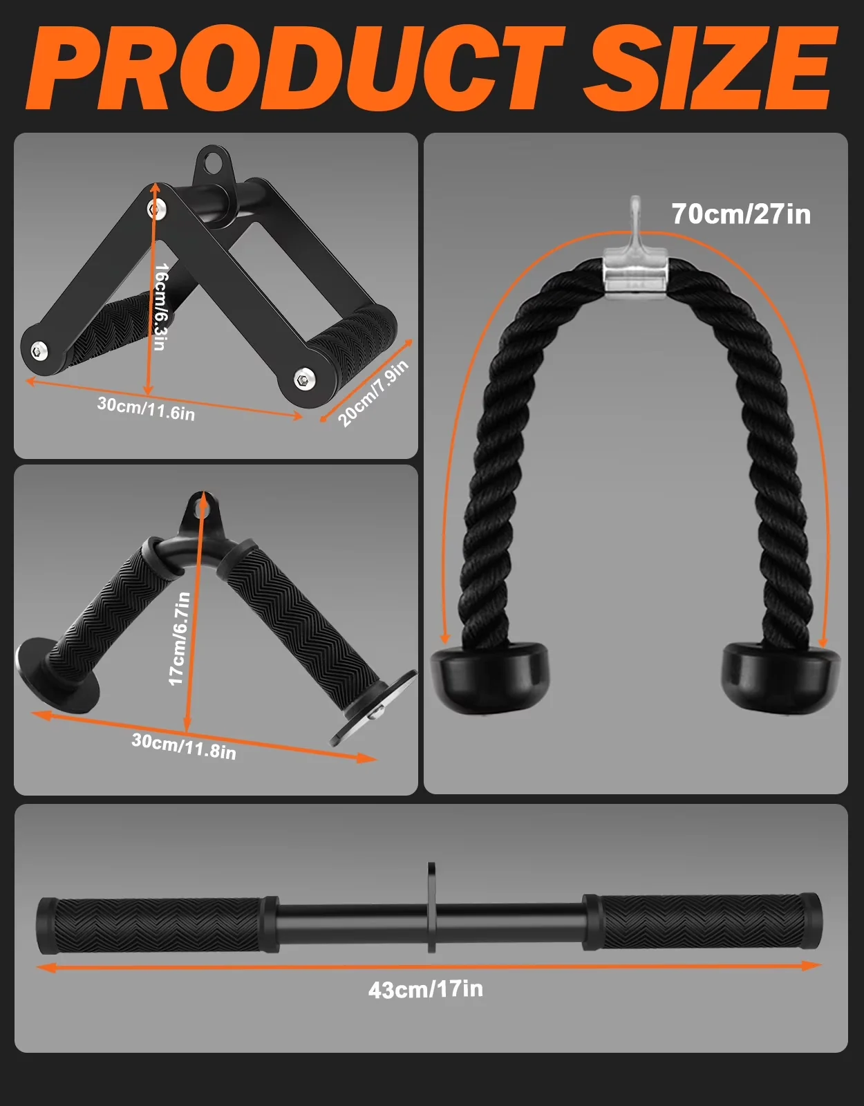 Home Gym Accessory Modern with Heavy Duty, Cable Machine Attachment Set - Stainless Steel Black for Home Model 6E88FB
