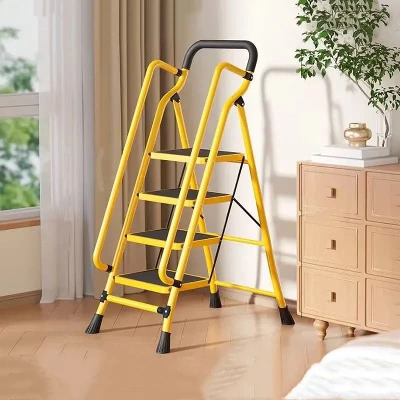 Reliable Ladders And Step Stool with Collapsible, 4 Ladder - Carbon Steel Yellow Model 15485F