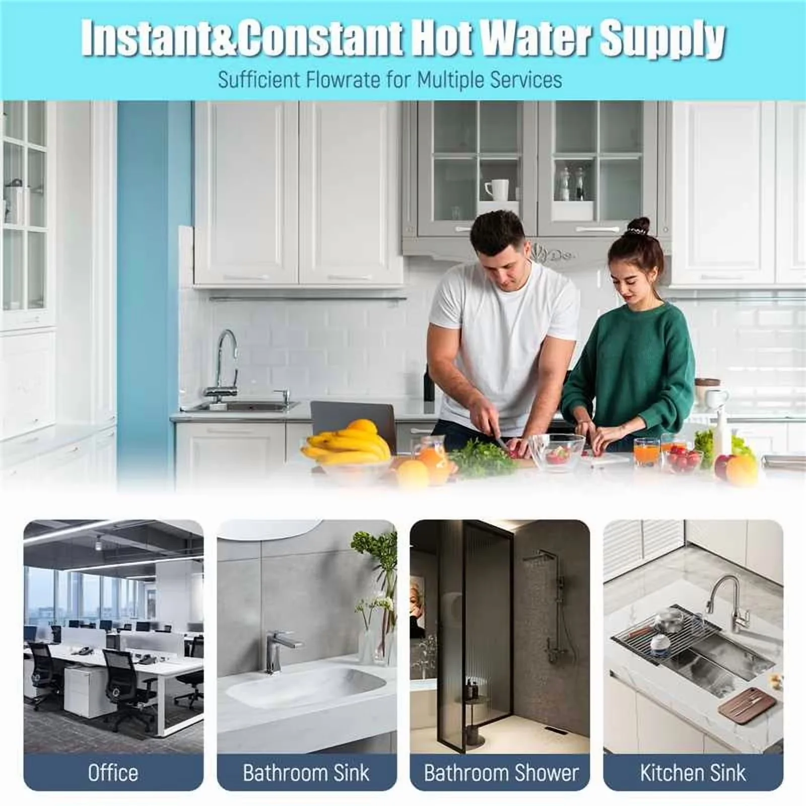 Plumbing Professional with LED, 5000W, Easy Installation for Bathroom, Kitchen - Model 082304