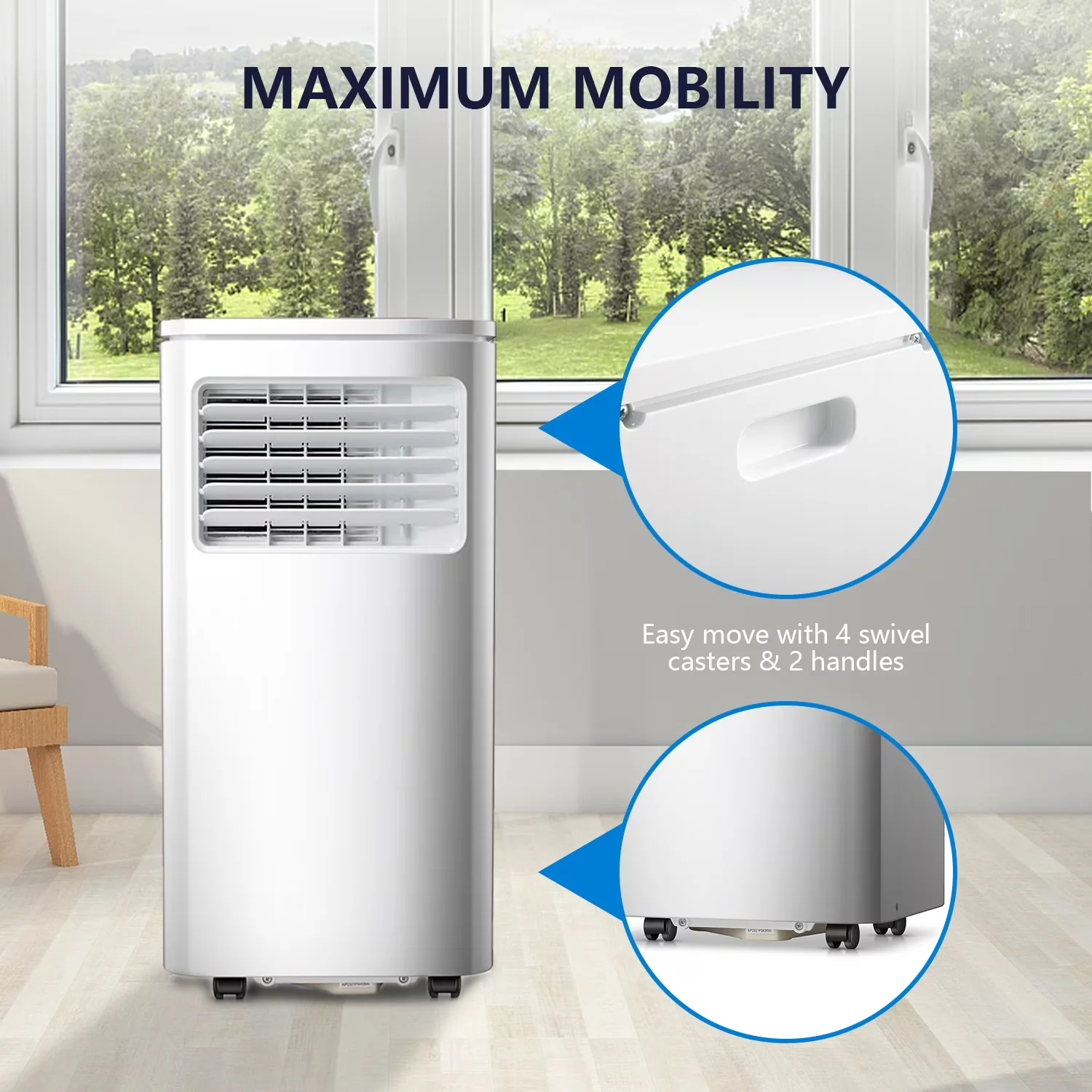 Air Conditioner Sleek with 5000 BTU, Remote Controlled, Remote Control & Removable Wheels - White Model D37444