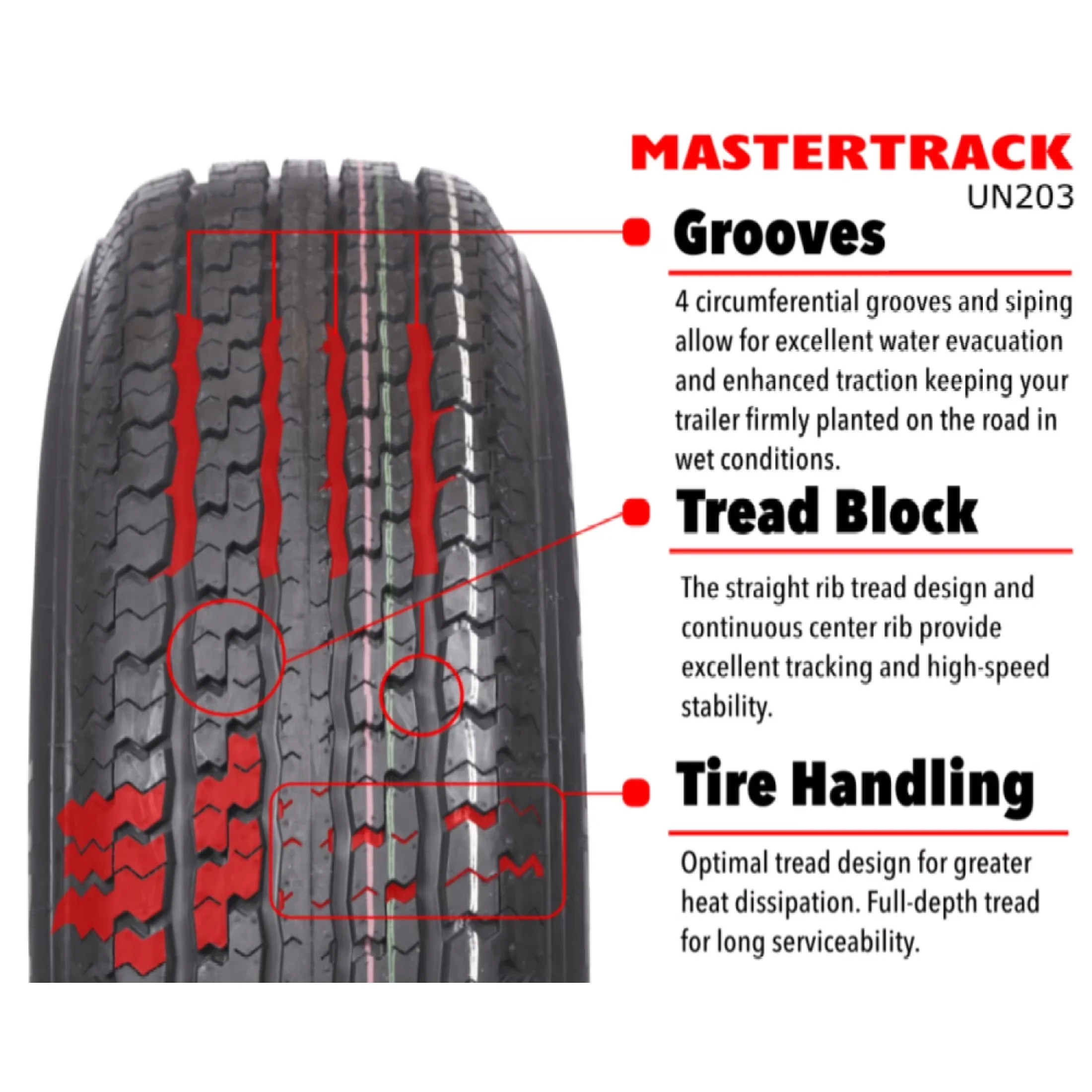 Compact Trailer Tire with Fits Multiple Makes And Models - UN203 - Industrial Grade Model AFE014
